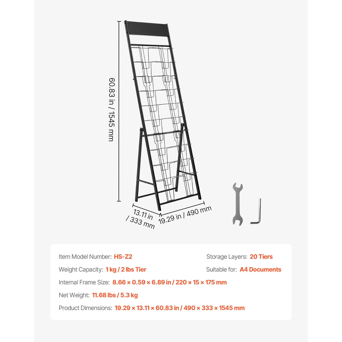 Brochure Display Rack, 20 Pockets Magazine Literature Display Stand, Portable Floor Standing Magazine Rack, Metal Newspaper Catalog Holders for Shop, Exhibitions, Office, Trade Show, Black