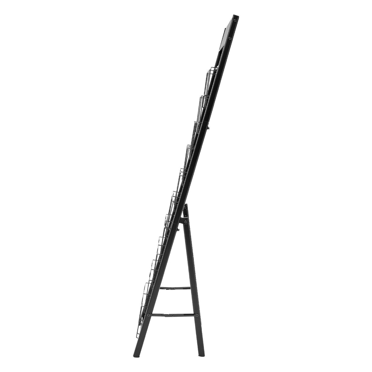 Brochure Display Rack, 20 Pockets Magazine Literature Display Stand, Portable Floor Standing Magazine Rack, Metal Newspaper Catalog Holders for Shop, Exhibitions, Office, Trade Show, Black