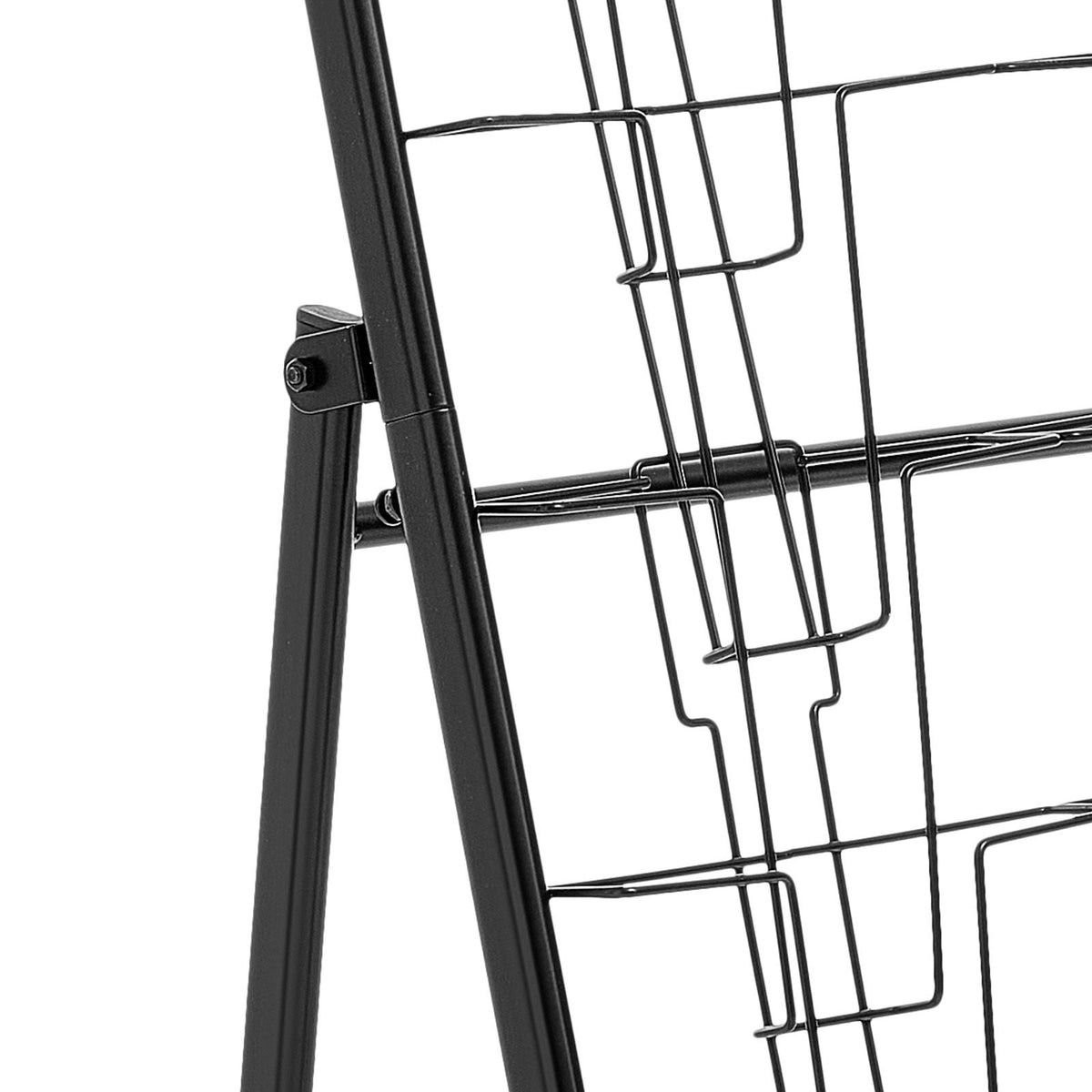 Brochure Display Rack, 20 Pockets Magazine Literature Display Stand, Portable Floor Standing Magazine Rack, Metal Newspaper Catalog Holders for Shop, Exhibitions, Office, Trade Show, Black