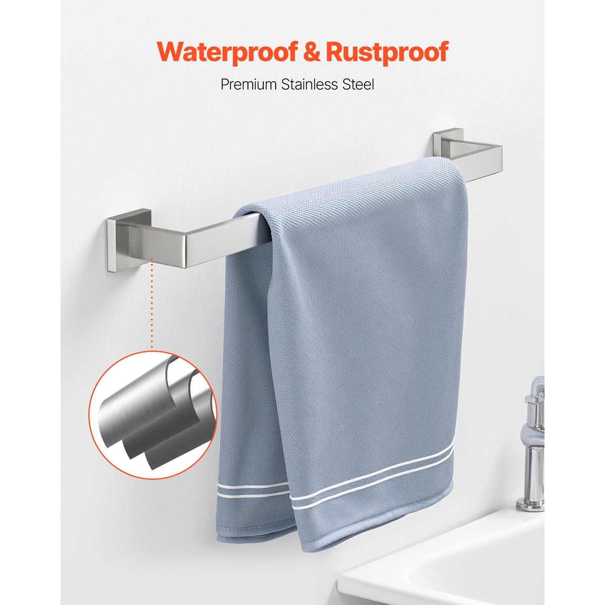 Brushed Nickel Bathroom Hardware Set, 5 Pieces Bathroom Accessories Set, Stainless Steel 24 inch Towel Bar, Towel Rack, 2 Robe Towel Hooks, Toilet Paper Holder for Bath Room, Wall Mounted