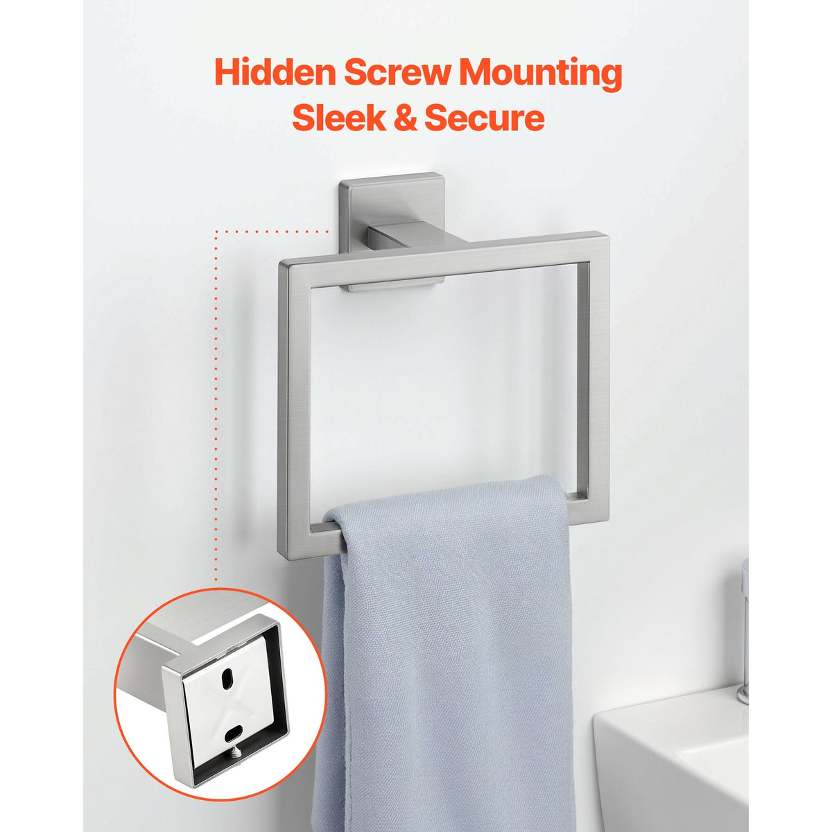 Brushed Nickel Bathroom Hardware Set, 5 Pieces Bathroom Accessories Set, Stainless Steel 24 inch Towel Bar, Towel Rack, 2 Robe Towel Hooks, Toilet Paper Holder for Bath Room, Wall Mounted