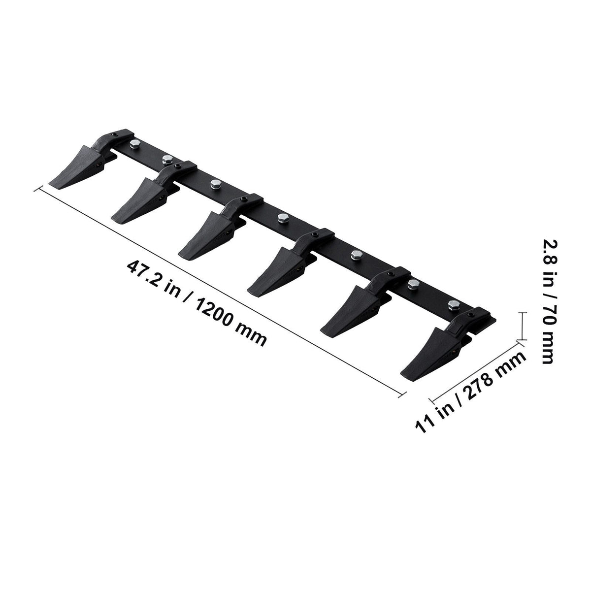 Bucket Tooth Bar, 48'', Heavy Duty Tractor Bucket 6 Teeth Bar for Loader Tractor Skidsteer, 4560 lbs Load-Bearing Capacity Bolt On Design, for Efficient Soil Excavation and Bucket Protection
