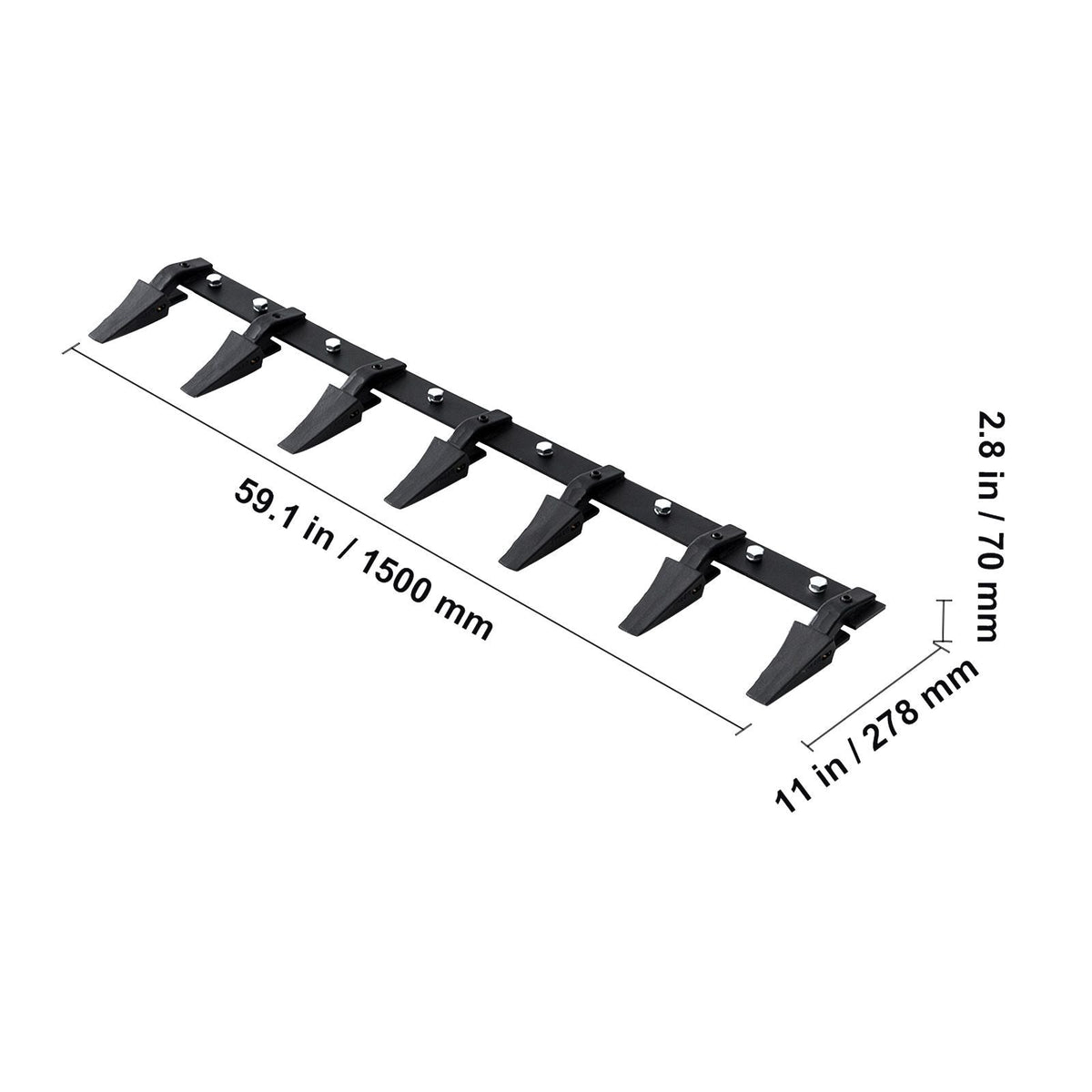 Bucket Tooth Bar, 60'', Heavy Duty Tractor Bucket 7 Teeth Bar for Loader Tractor Skidsteer, 4560 lbs Load-Bearing Capacity Bolt On Design, for Efficient Soil Excavation and Bucket Protection