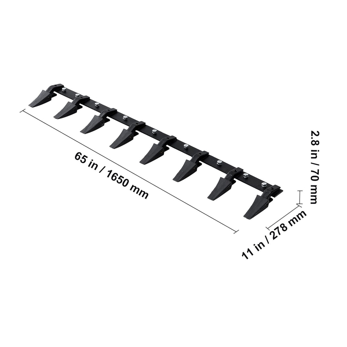 Bucket Tooth Bar, 66'', Heavy Duty Tractor Bucket 8 Teeth Bar for Loader Tractor Skidsteer, 4560 lbs Load-Bearing Capacity Bolt On Design, for Efficient Soil Excavation and Bucket Protection