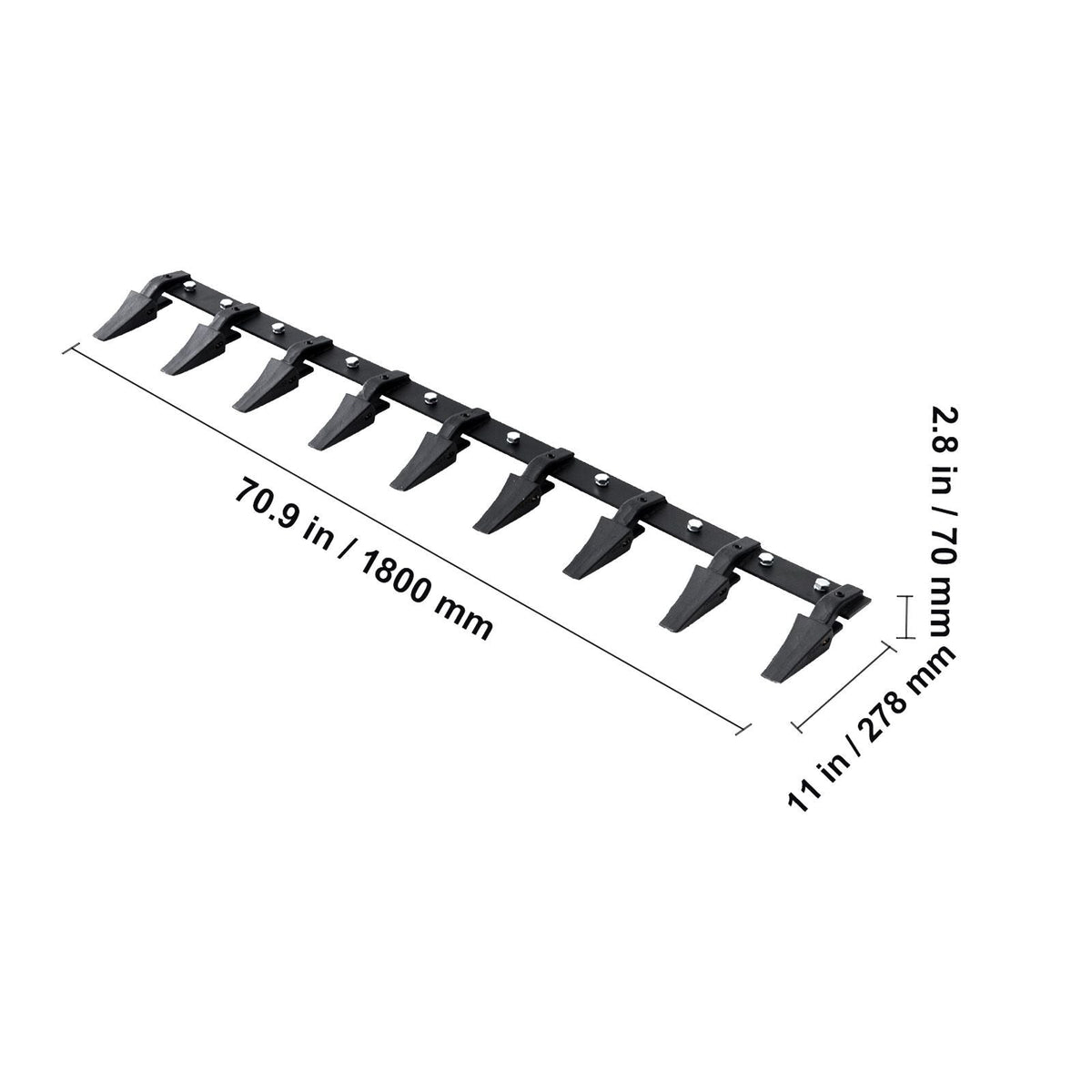 Bucket Tooth Bar, 72'', Heavy Duty Tractor Bucket 9 Teeth Bar for Loader Tractor Skidsteer, 4560 lbs Load-Bearing Capacity Bolt On Design, for Efficient Soil Excavation and Bucket Protection
