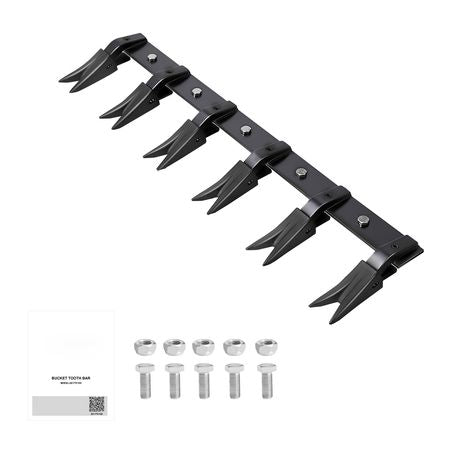 Bucket Tooth Bar,45.2 in Heavy Duty 6 Teeth Tractor Bucket Bar for Tractor Loader Skidsteer, 4560 lbs Load Capacity, Bolt On Teeth Bars for Buckets Protection Efficient & Soil Excavation