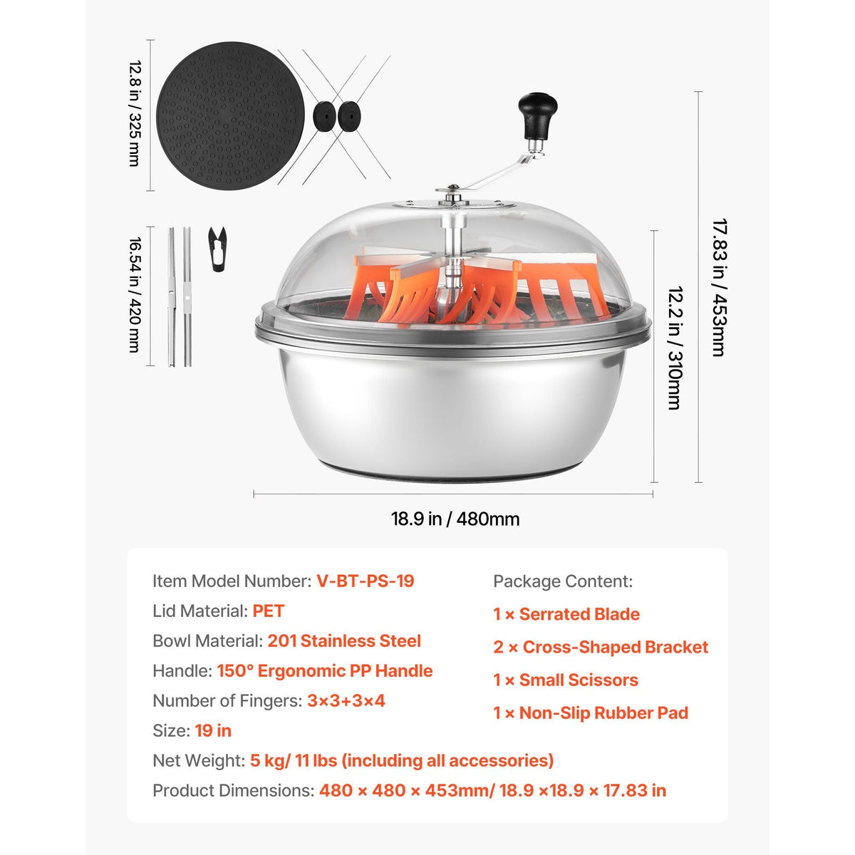 Bud Leaf Bowl Trimmer, 19 in Manual Bud Trimmer, with Sharp Stainless Steel Blades, Visual Cutting, Wet & Dry Hydroponic Cutting Machine, Twisted Spin Cut for Plants Leaves Buds Flowers
