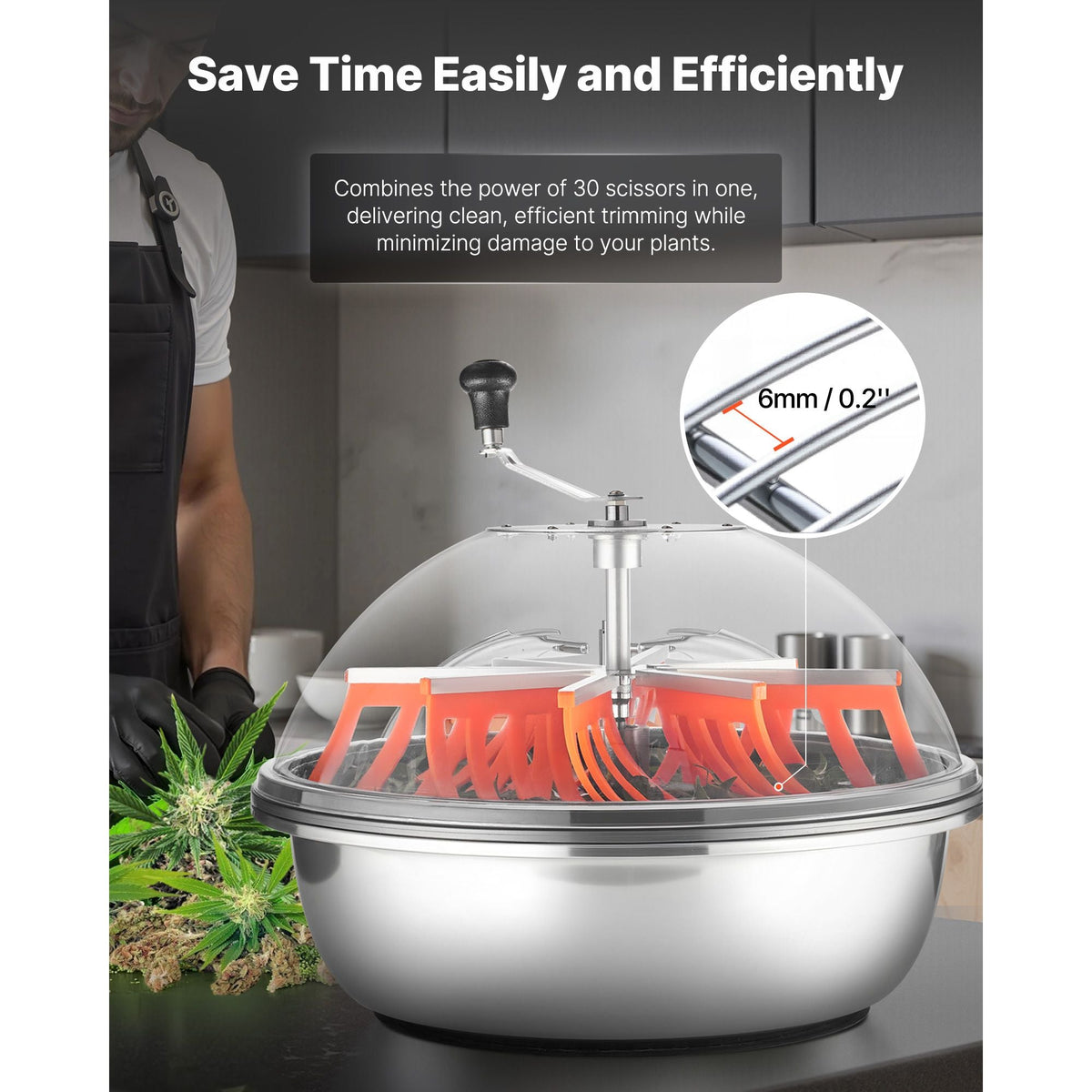 Bud Leaf Bowl Trimmer, 24 in Manual Bud Trimmer, with Sharp Stainless Steel Blades, Visual Cutting, Wet & Dry Hydroponic Cutting Machine, Twisted Spin Cut for Plants Leaves Buds Flowers