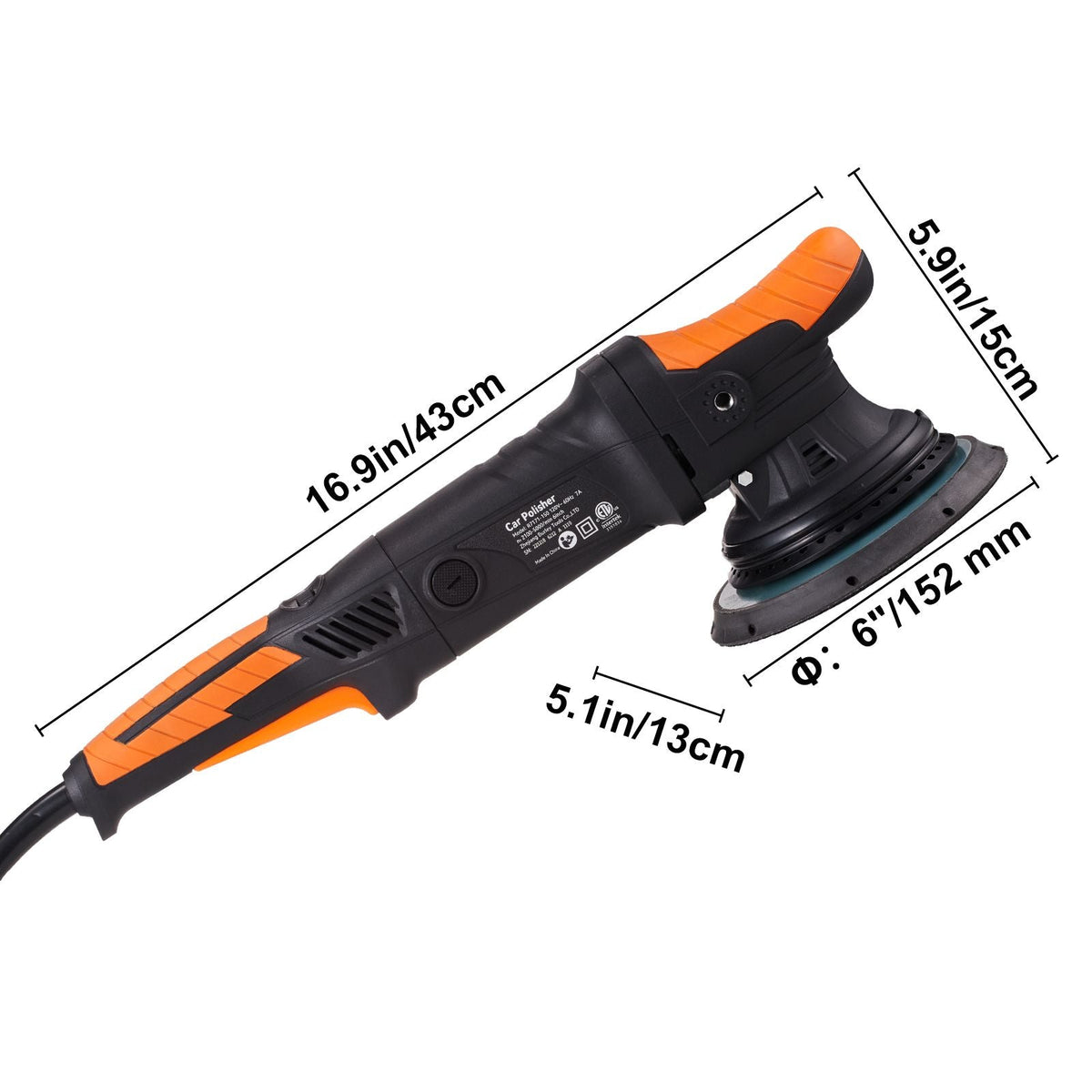 Buffer Polisher, 6-Inch Random Orbital Polisher for Car Detailing, 6 Variable Speed 1900-4600RPM Dual Action Polisher Waxer Kit, with Detachable Handle for Car, Boat, Polishing, Waxing