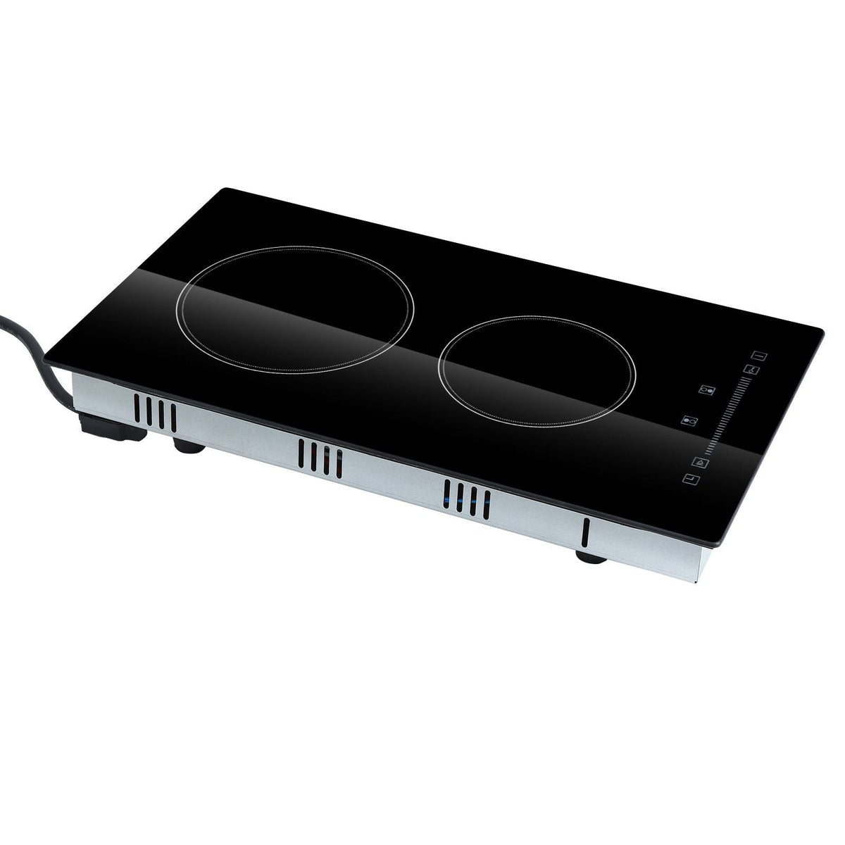 Built in Electric Stove Top, 20 x 11.6 inch 2 Burners, 240V Glass Radiant Cooktop with Sensor Touch Control, Timer & Child Lock Included, 9 Power Levels for Simmer Steam Slow Cook Fry