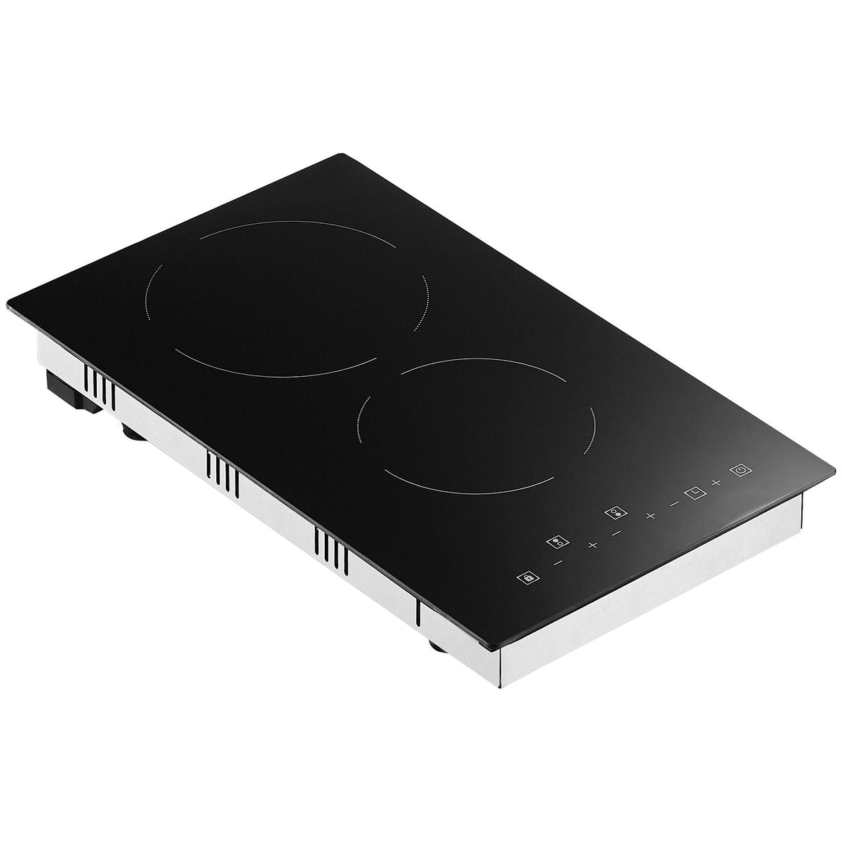 Built in Electric Stove Top, 20 x 11.6 inch 2 Burners, 240V Glass Radiant Cooktop with Sensor Touch Control, Timer & Child Lock Included, 9 Power Levels for Simmer Steam Slow Cook Fry