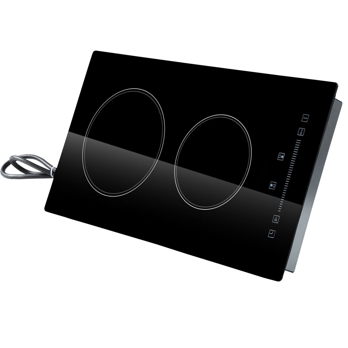 Built in Electric Stove Top, 20 x 11.6 inch 2 Burners, 240V Glass Radiant Cooktop with Sensor Touch Control, Timer & Child Lock Included, 9 Power Levels for Simmer Steam Slow Cook Fry