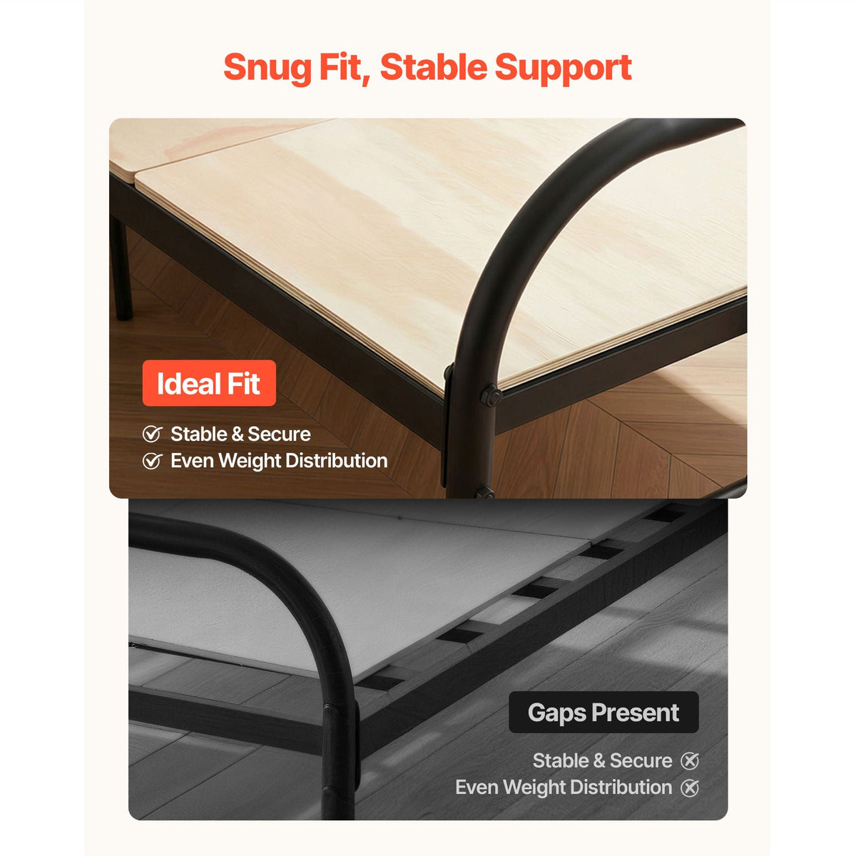 Bunkie Board, King Size 76.8 x 70.1 in, Foldable Bed Board Under Mattress with Nylon Webbing, Plywood, Rounded Edges, Anti-Sag Design for Metal Frames, Sleeper Sofas, Platform and Bunk Beds