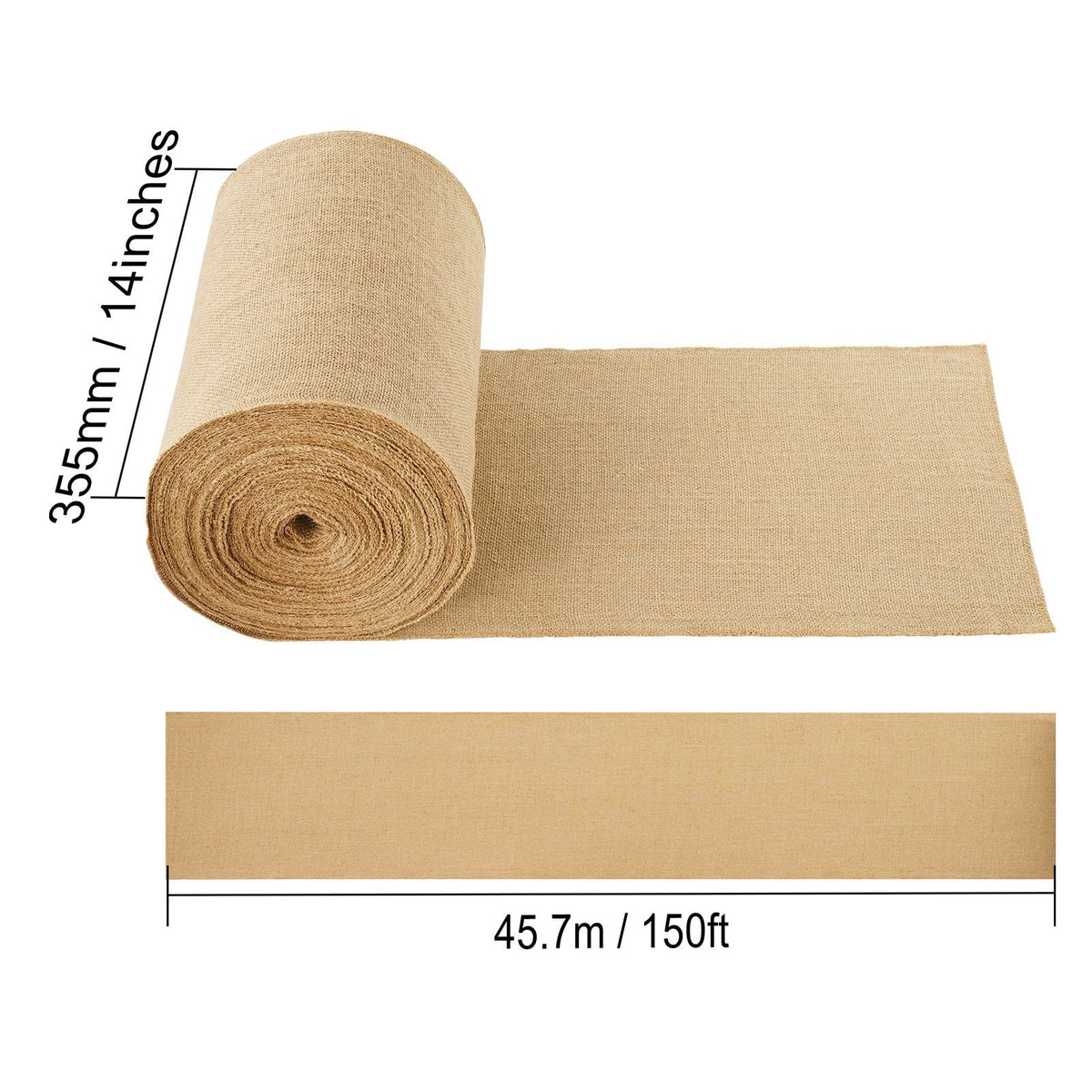 Burlap Fabric Roll, 14' x 150 ft & 50 x 50 High Density Wide Natural Burlap Fabric Rolls, Jute Fabric Burlap Tree Wrap Roll, for Decor, Crafts, Wedding, Gardening, Plant & Tree Winter Covering