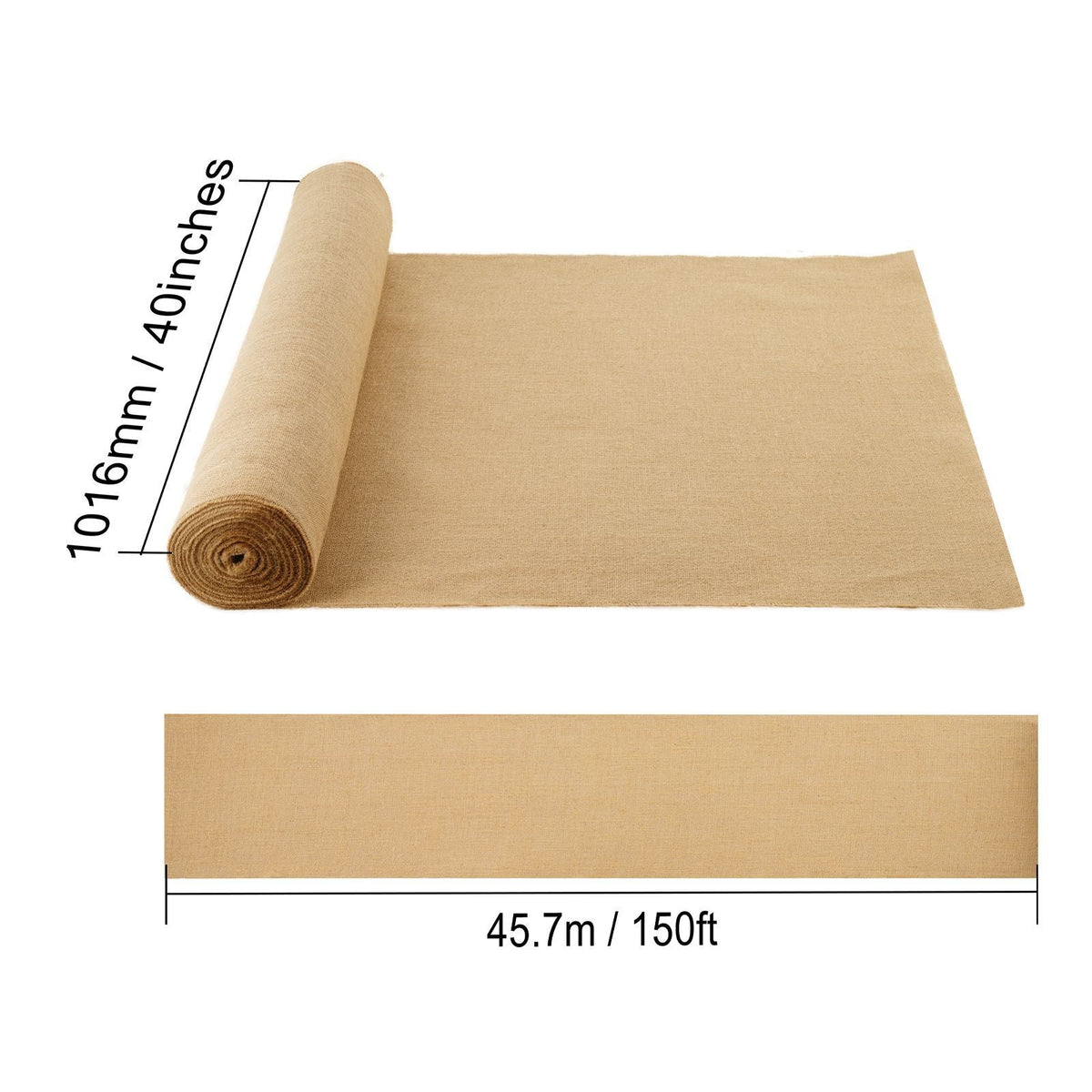 Burlap Fabric Roll, 40' x 150 ft & 50 x 50 High Density Wide Natural Burlap Fabric Rolls, Jute Fabric Burlap Tree Wrap Roll, for Decor, Crafts, Wedding, Gardening, Plant & Tree Winter Covering