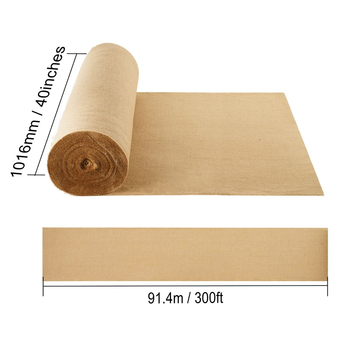 Burlap Fabric Roll, 40' x 300 ft & 50 x 50 High Density Wide Natural Burlap Fabric Rolls, Jute Fabric Burlap Tree Wrap Roll, for Decor, Crafts, Wedding, Gardening, Plant & Tree Winter Covering
