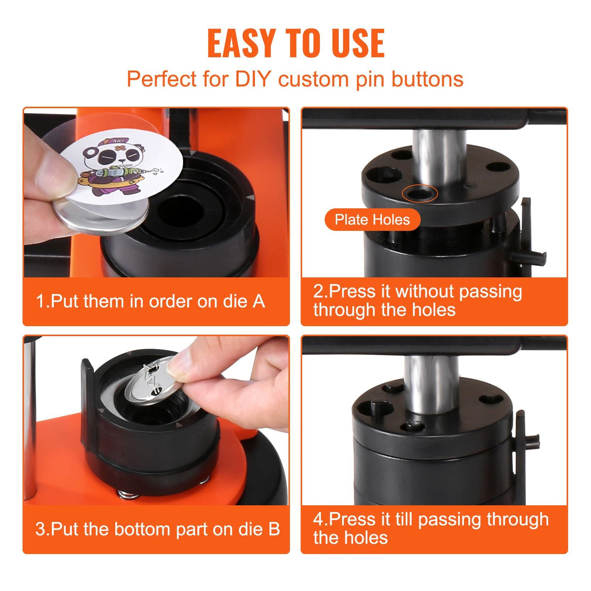 Button Maker, 1.25 inch/32mm Pin Maker with 500pcs Button Parts, Ergonomic Arc Handle Punch Press Kit, Button Maker Machine with Panda Magic Book, For Children DIY Gifts and Christmas