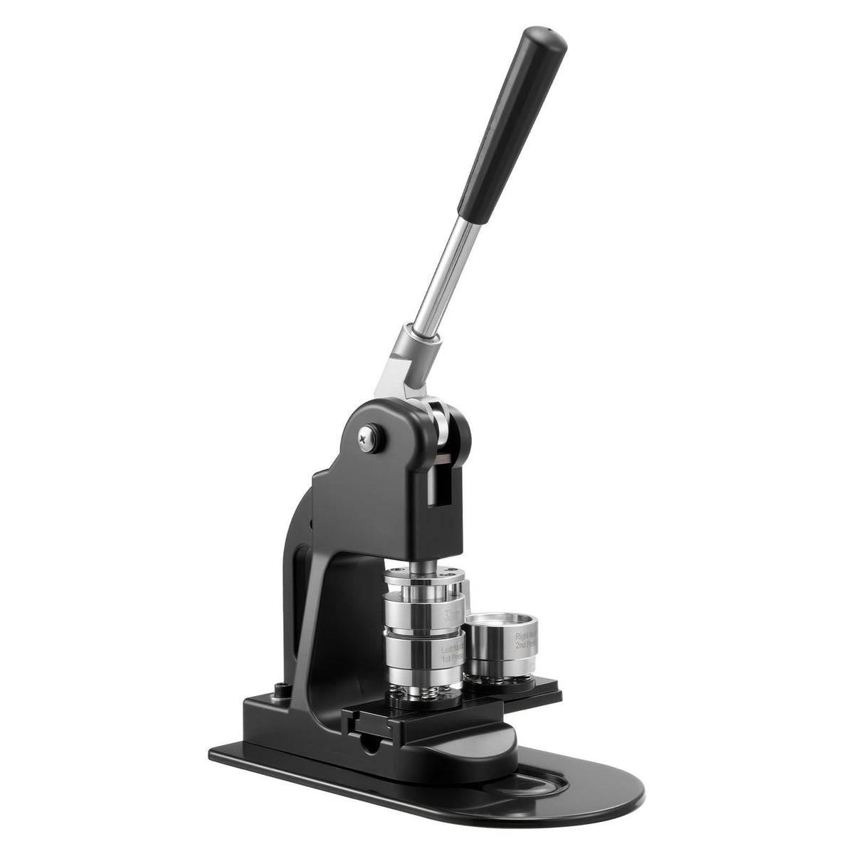 Button Maker Machine, 1.25 in, Pin Maker Machine with 500pcs Button Parts, Circle Cutter, Hex Wrenches and Magic Book, Ergonomic Handle, for DIY Badges, Personalized Pins and Key Chains, Black