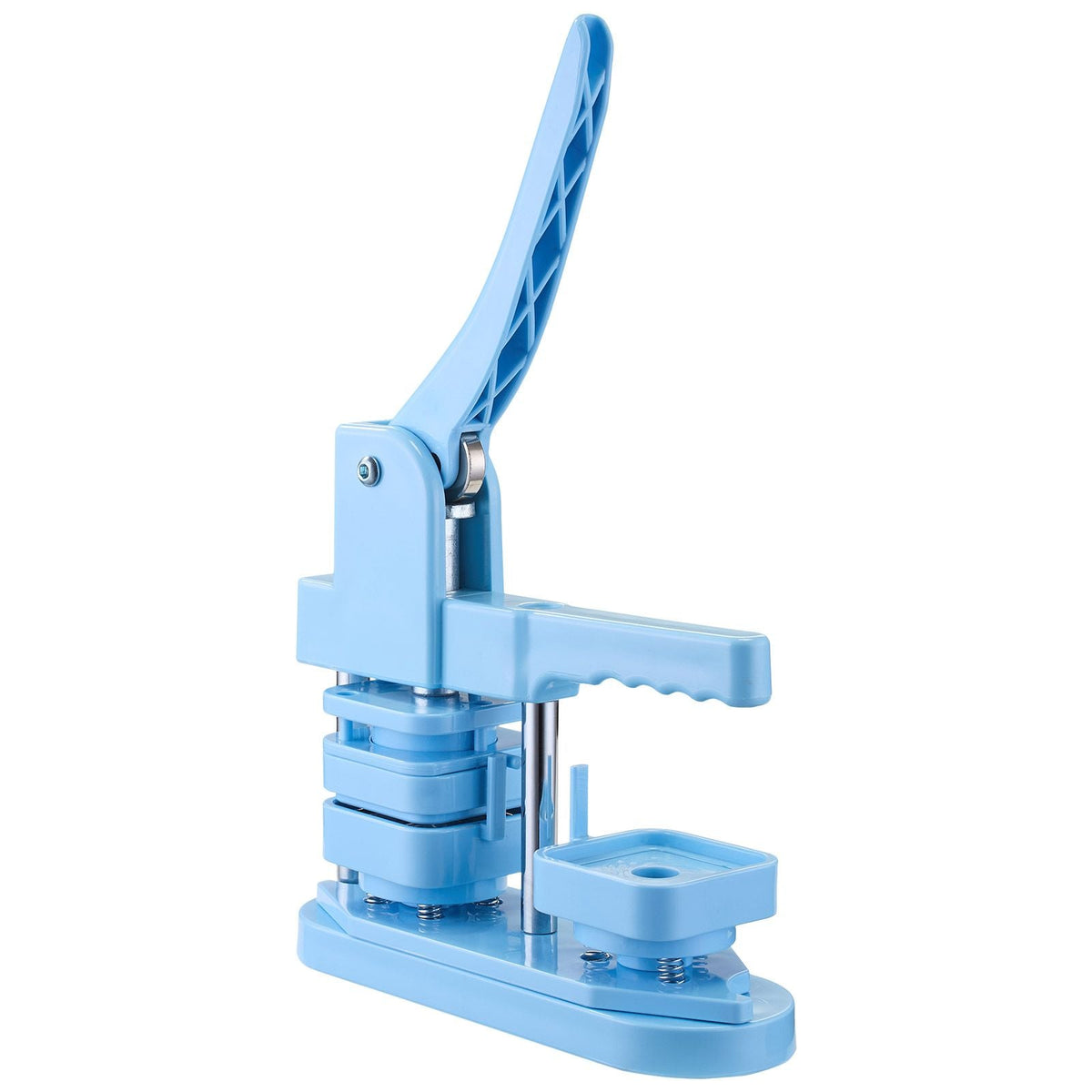 Button Maker Machine, 1.97 x 1.97 in Square, Plastic Pin Maker with Tinplate Front Shells, Plastic Back Covers, Magnetic Backings and Transparent Films, Ergonomic Handle, for DIY Badges, Blue