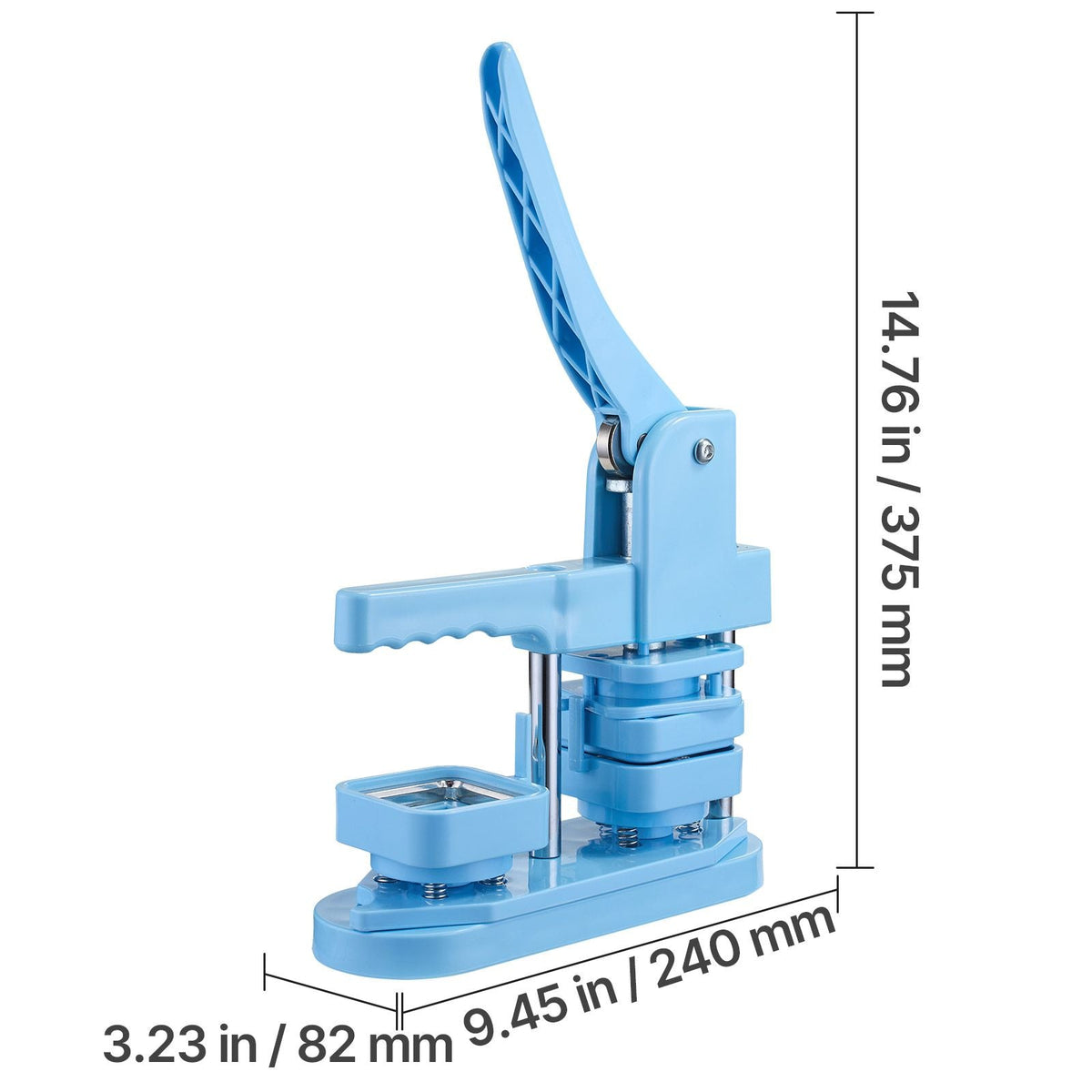 Button Maker Machine, 1.97 x 1.97 in Square, Plastic Pin Maker with Tinplate Front Shells, Plastic Back Covers, Magnetic Backings and Transparent Films, Ergonomic Handle, for DIY Badges, Blue