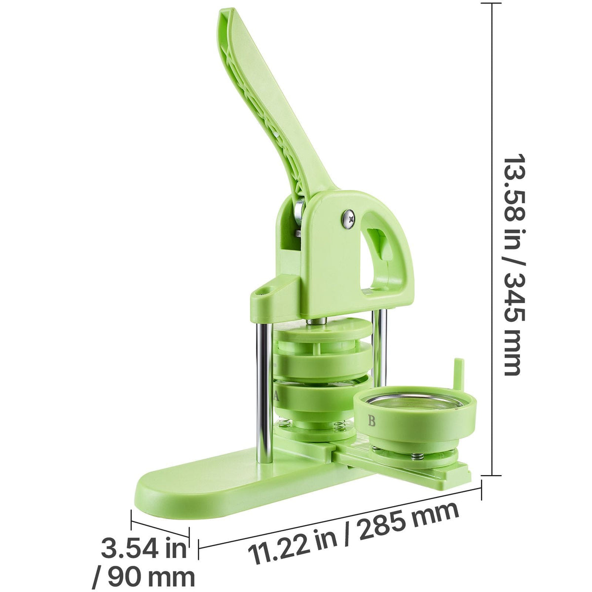 Button Maker Machine, 2.95 in, Plastic Pin Maker with 100pcs Button Parts, Circle Cutter and Magic Book, Reinforced Ergonomic Handle, for DIY Badges, Personalized Pins and Key Chains, Green