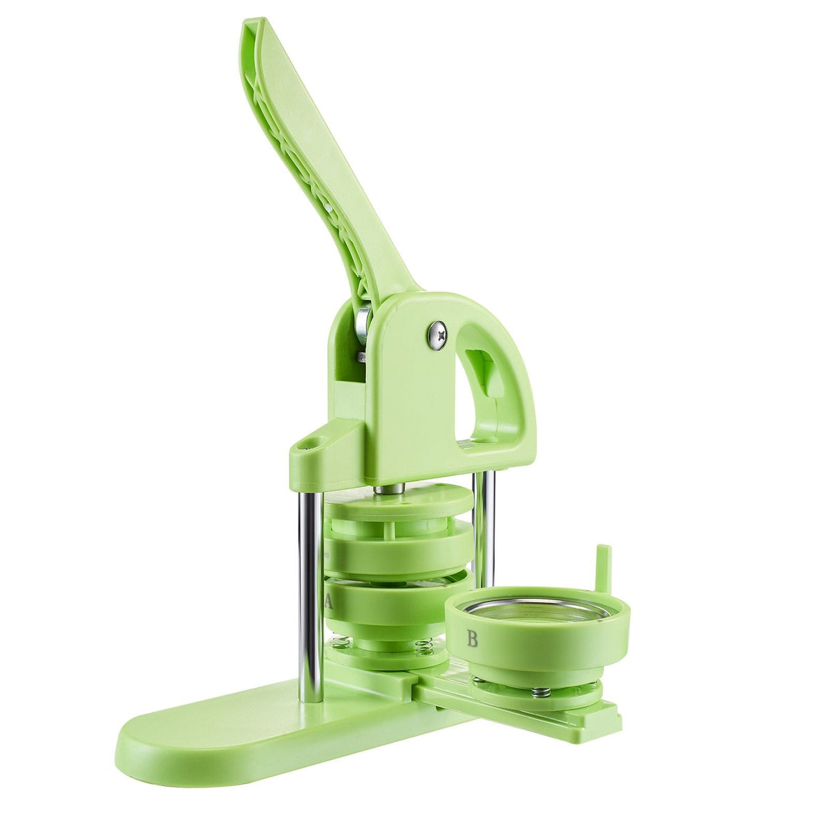 Button Maker Machine, 2.95 in, Plastic Pin Maker with 100pcs Button Parts, Circle Cutter and Magic Book, Reinforced Ergonomic Handle, for DIY Badges, Personalized Pins and Key Chains, Green