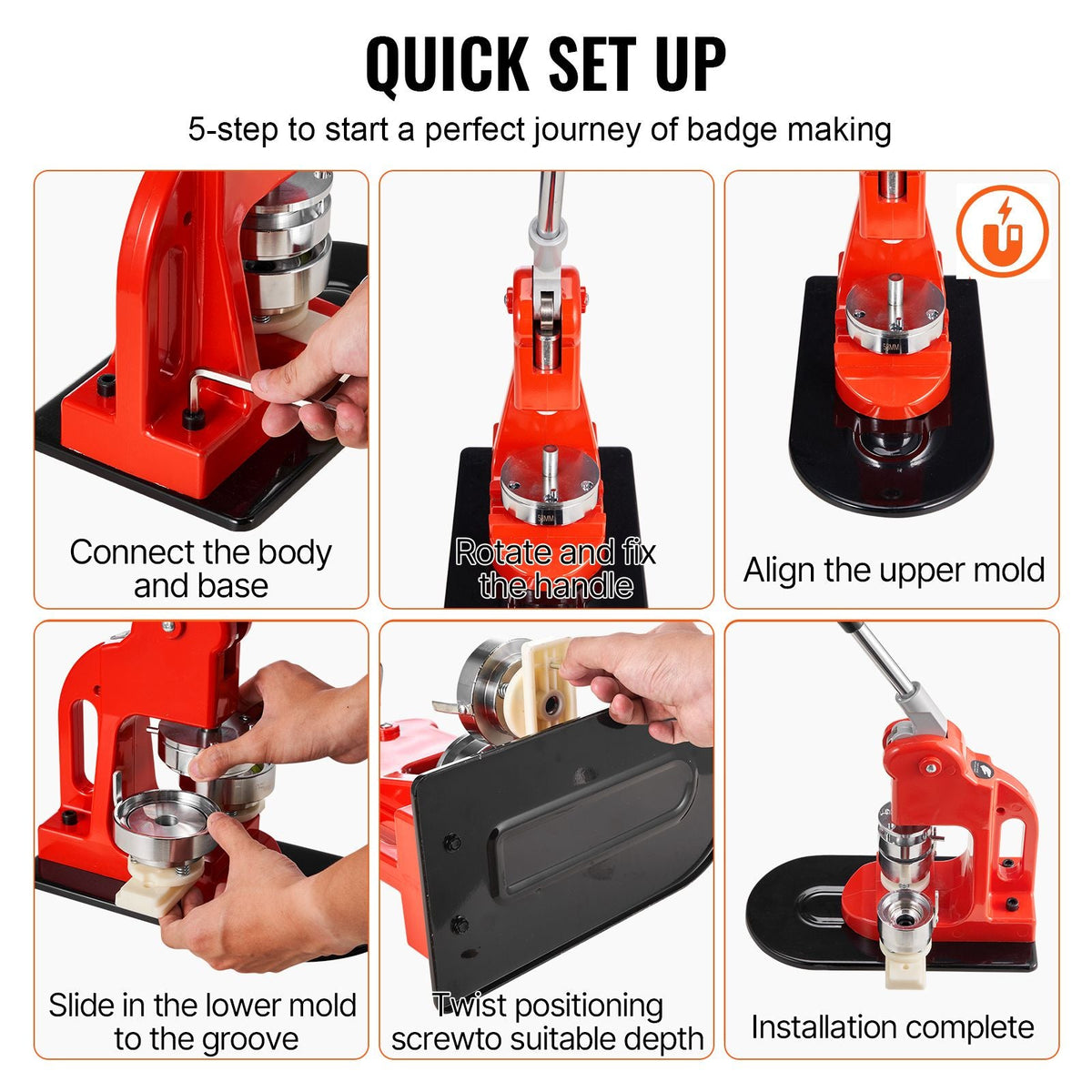 Button Maker Machine, 32 mm (1.25 inch) Badge Punch Press Kit, Children DIY Gifts Pin Maker, Button Making Supplies with 500pcs Button Parts & Circle Cutter & Magic Book