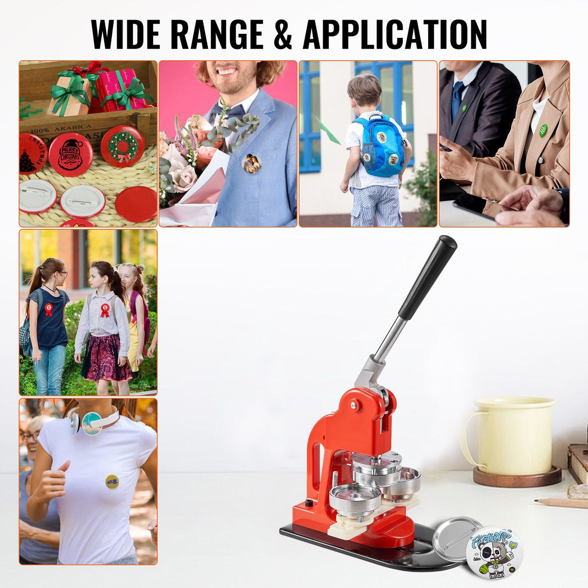 Button Maker Machine, 58 mm (2.25 inch) Badge Punch Press Kit, Children DIY Gifts Pin Maker, Button Making Supplies with 500pcs Button Parts & Circle Cutter & Magic Book