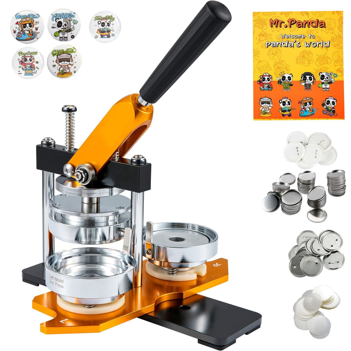 Button Maker Machine, 75 mm (3 inch) Badge Punch Press Kit, Children DIY Gifts Pin Maker, Button Making Supplies with 100pcs Button Parts & Circle Cutter & Magic Book