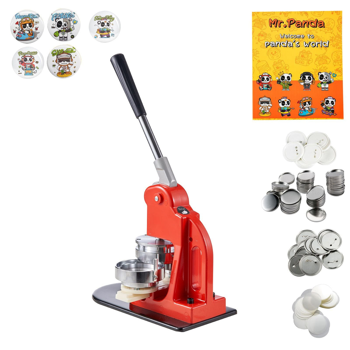 Button Maker Machine, 75 mm (3 inch) Badge Punch Press Kit, Children DIY Gifts Pin Maker, Button Making Supplies with 500pcs Button Parts & Circle Cutter & Magic Book