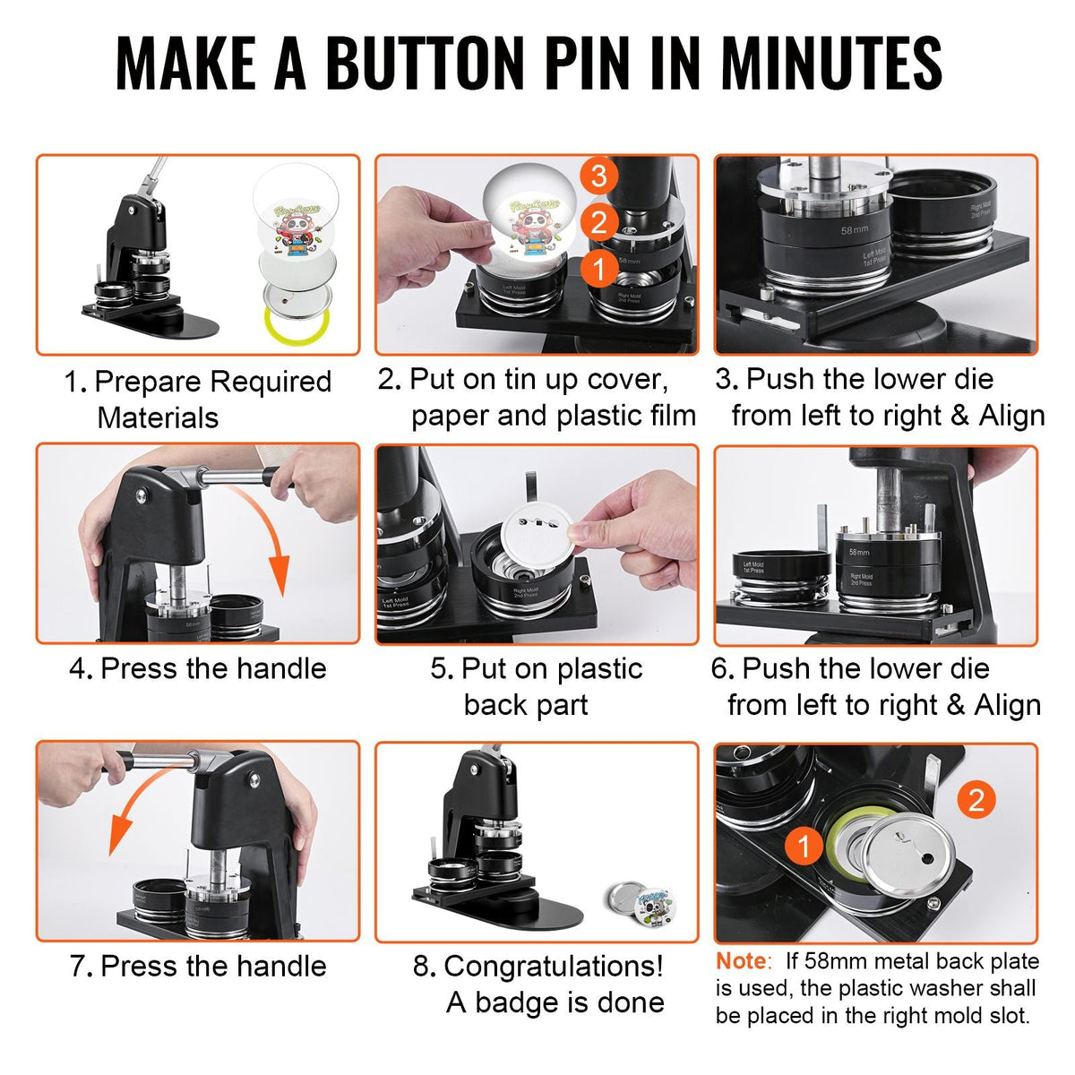 Button Maker Machine, Multiple Sizes 1+2.25 Inch Badge Punch Press Kit, Children DIY Gifts Pin Maker, Button Making Supplies with 500pcs Button Parts & Circle Cutter & Magic Book