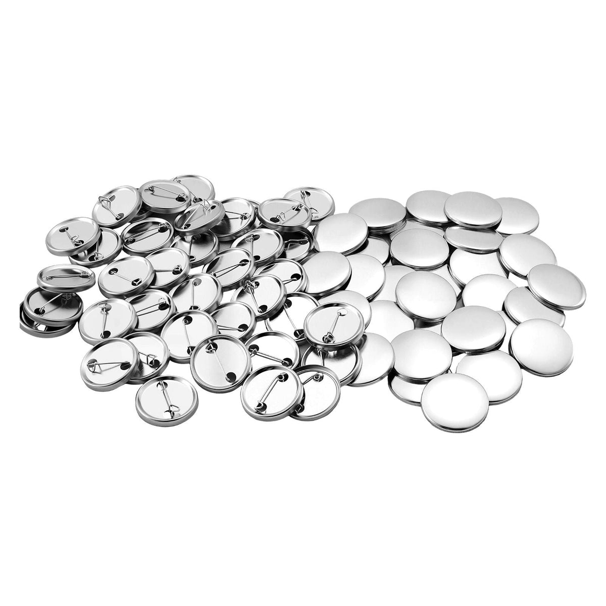 Button Maker Supplies 200 Sets 1.26 in / 32 mm Pin Back Button Parts, with Metal Backs, Metal Shells, Clear Mylar Films, and Blank Circle Papers, for Home DIY, School Events, and Custom Studio