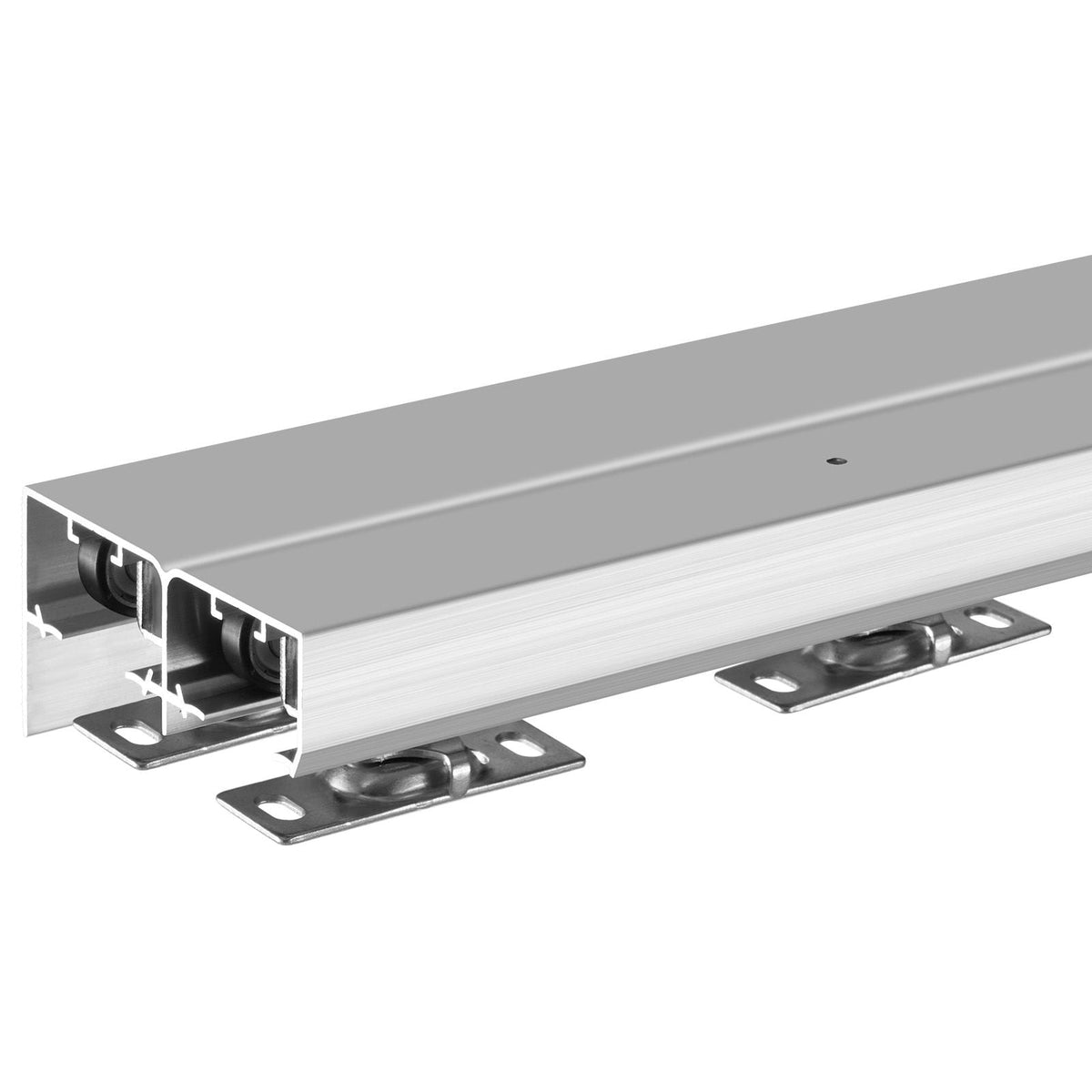 Bypass Door Hardware, 5ft Heavy Duty Bypass Sliding Door Hardware Kit, Aluminum Alloy Sliding Closet Door Hardware Set for 2 Door System, Fit Door Thickness 1 3/8 " - 1 3/4", Easy to Install