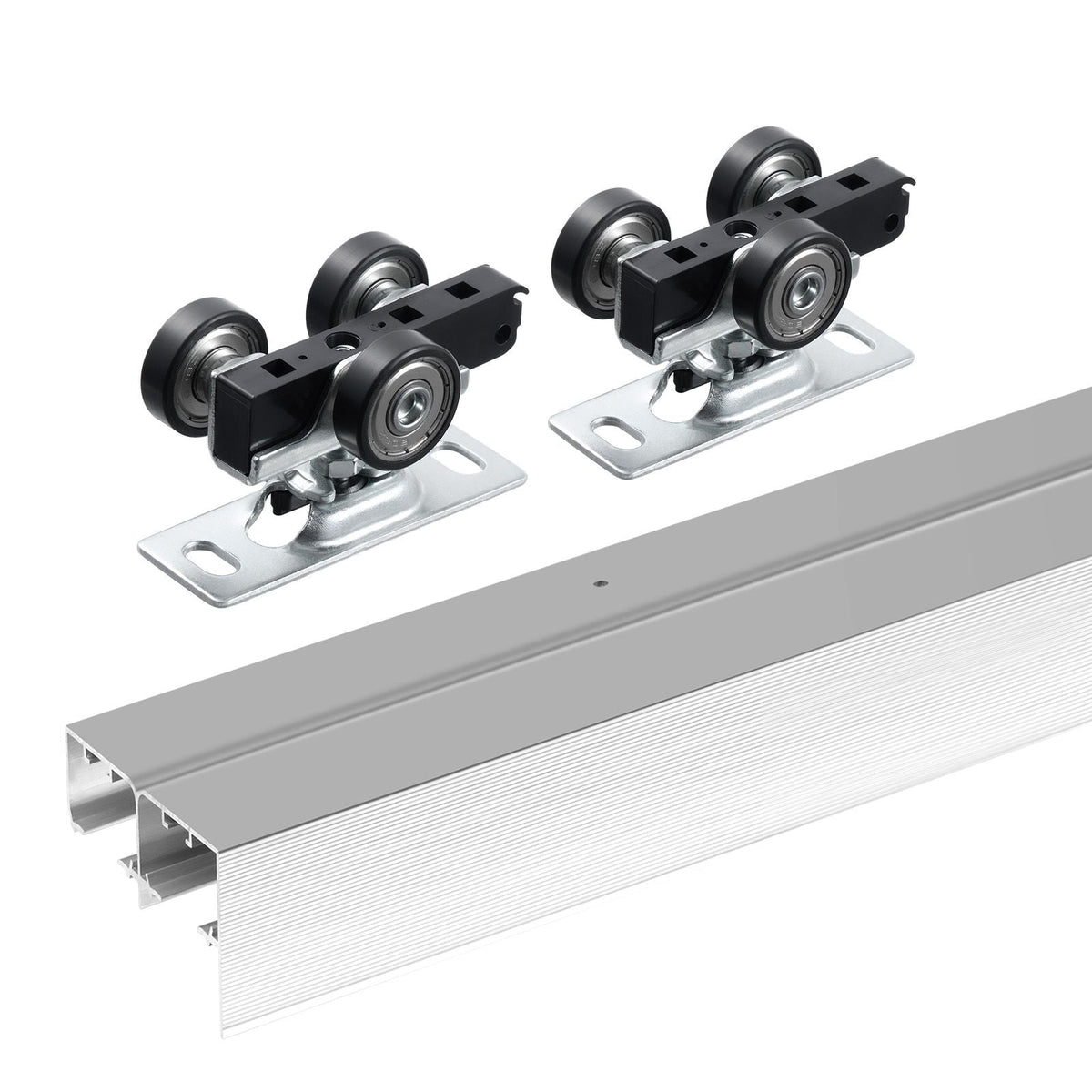 Bypass Door Hardware, 6ft Heavy Duty Bypass Sliding Door Hardware Kit, Aluminum Alloy Sliding Closet Door Hardware Set for 2 Door System, Fit Door Thickness 1 3/8 " - 1 3/4", Easy to Install