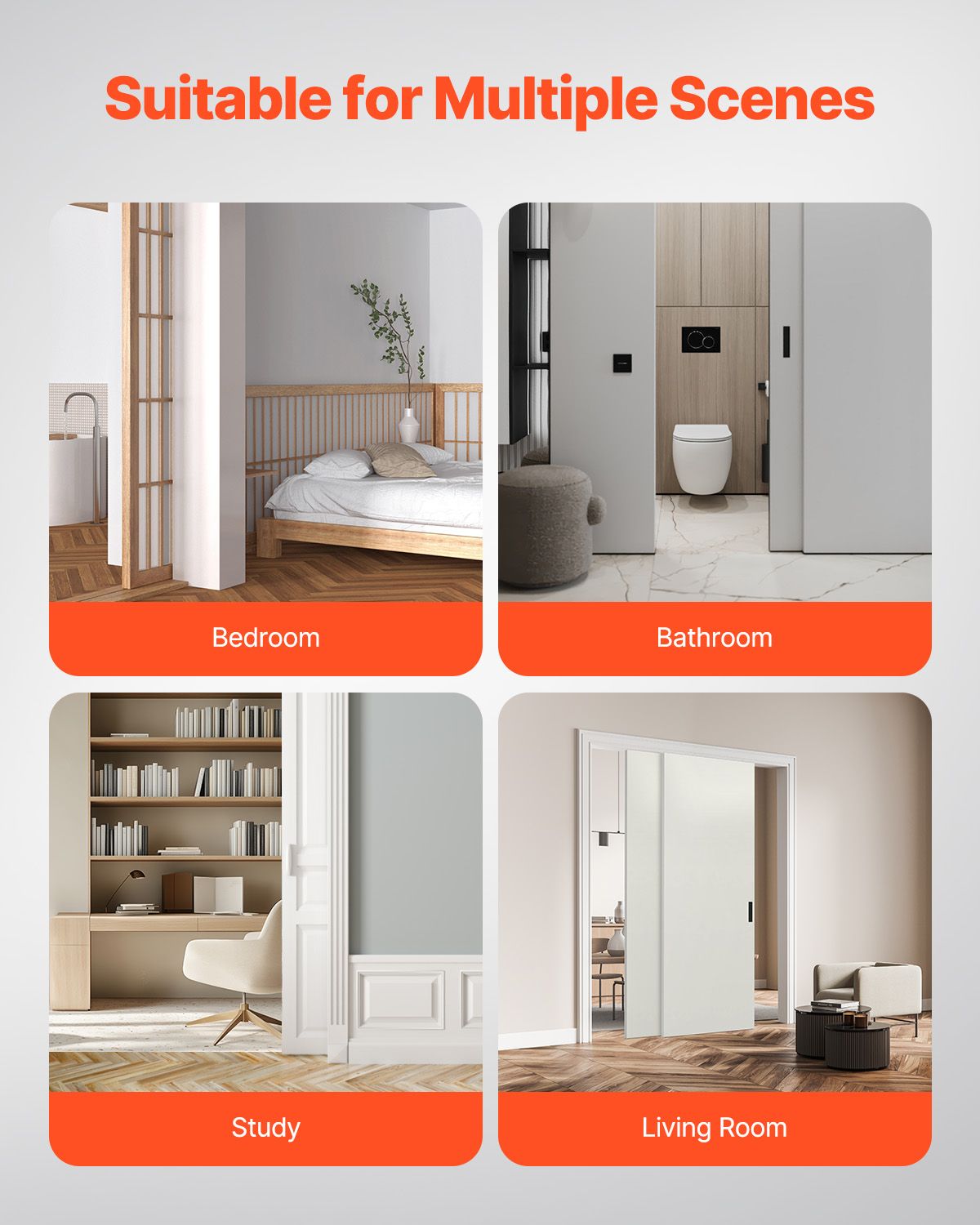 Bypass Door Hardware, 6ft Heavy Duty Bypass Sliding Door Hardware Kit, Aluminum Alloy Sliding Closet Door Hardware Set for 2 Door System, Fit Door Thickness 1 3/8 " - 1 3/4", Easy to Install