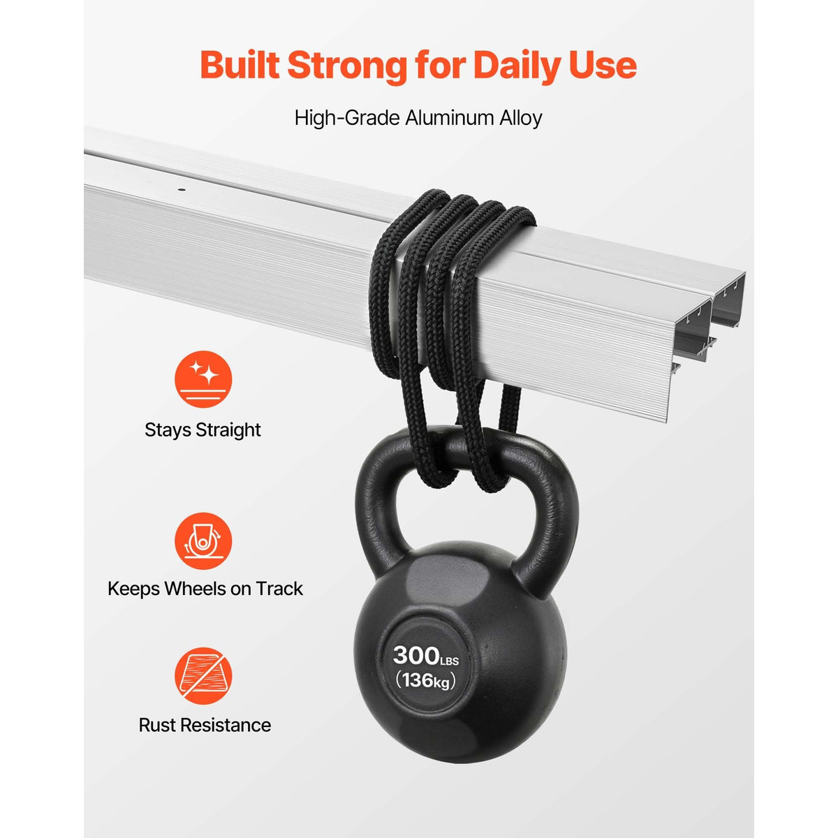 Bypass Sliding Door Hardware Kit, 4 ft Aluminum Alloy Dual-Track Bypass Door Hardware, Smooth and Quiet Sliding, Easy to Install, for 1" to 1 3/4" Thickness 24" Width 2 Door System, for Closet
