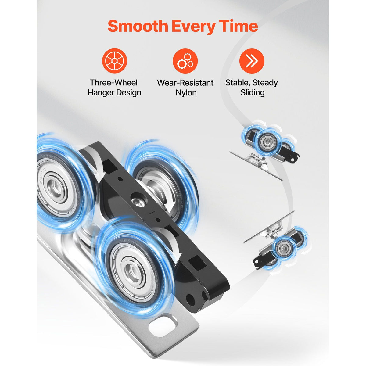 Bypass Sliding Door Hardware Kit, 6 ft Aluminum Alloy Dual-Track Bypass Door Hardware, Smooth and Quiet Sliding, Easy to Install, for 1" to 1 3/4" Thickness 36" Width 2 Door System, for Closet
