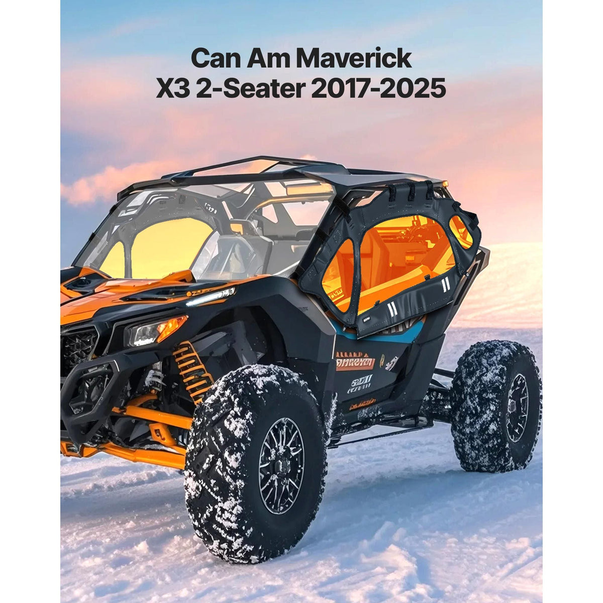 Cab Enclosure Upper Doors, Compatible with Can-Am Maverick X3 2-Seater 2017-2025, Soft Upper Doors, Windproof Upgraded Zipper UTV Soft Side Window Kit, Work with Side Mirrors and Windshields