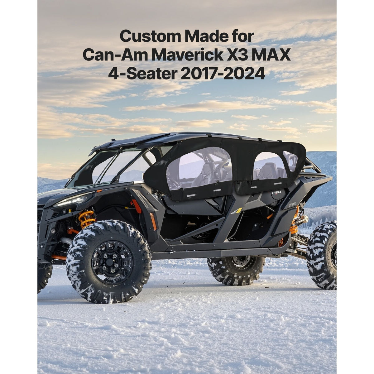 Cab Enclosure Upper Doors, Compatible with Can-Am Maverick X3 MAX 4-Seater 2017-2024, Soft Upper Doors, Windproof Upgraded Zipper UTV Soft Side Window Kit, Work with Roof and Partial Windshields