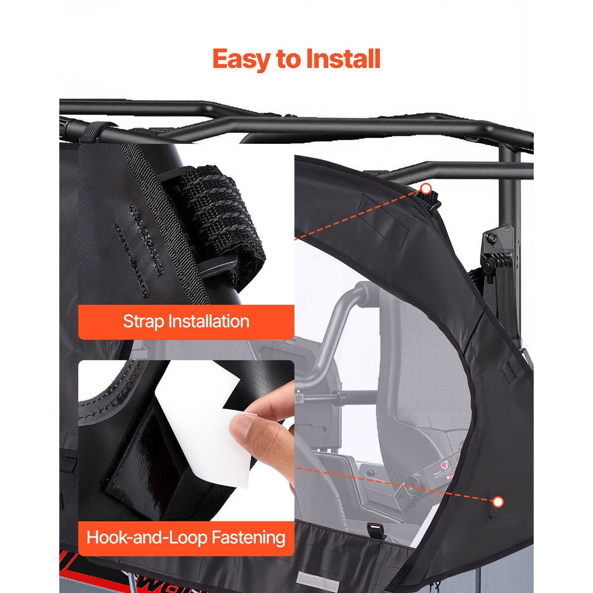 Cab Enclosure Upper Doors, Compatible with Can-Am Maverick X3 MAX 4-Seater 2017-2024, Soft Upper Doors, Windproof Upgraded Zipper UTV Soft Side Window Kit, Work with Roof and Partial Windshields