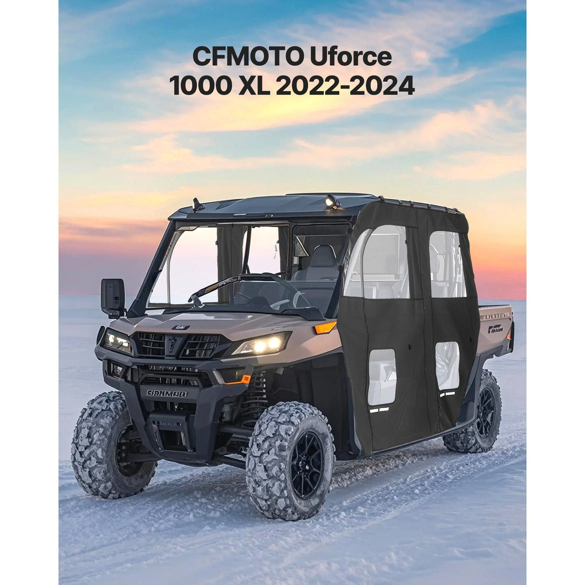 Cab Enclosure Upper Doors, Compatible with CFMOTO Uforce 1000 XL 2022-2024, Soft Upper Doors, Windproof Waterproof Upgraded Zipper UTV Soft Side Window Kit, Fit with Side Mirrors and Windshields