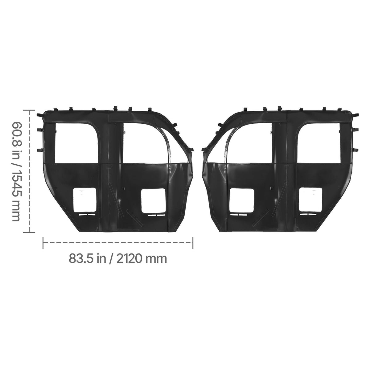Cab Enclosure Upper Doors, Compatible with CFMOTO Uforce 1000 XL 2022-2024, Soft Upper Doors, Windproof Waterproof Upgraded Zipper UTV Soft Side Window Kit, Fit with Side Mirrors and Windshields