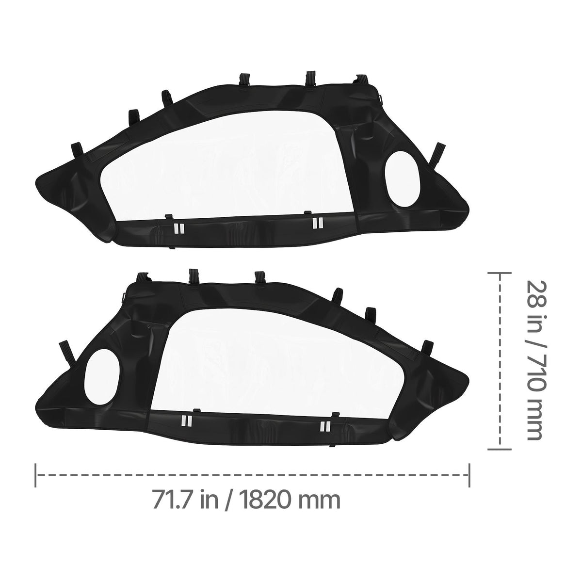 Cab Enclosure Upper Doors, Compatible with Polaris RZR PRO XP/Turbo R 2020-2024, Soft Upper Doors, Windproof Upgraded Zipper UTV Soft Side Window Kit, Work with Side Mirrors and Windshields