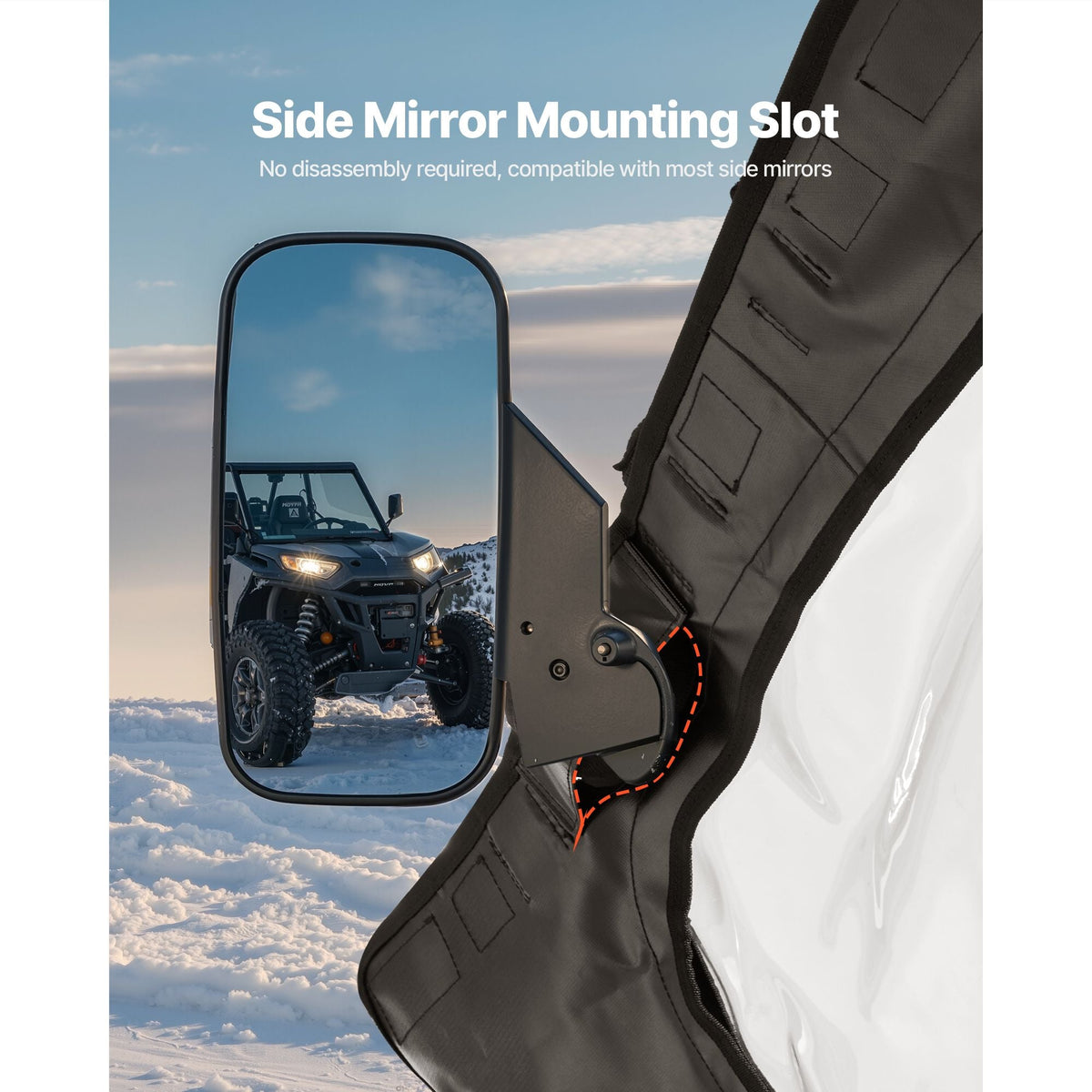 Cab Enclosure Upper Doors, Compatible with Polaris RZR PRO XP/Turbo R 2020-2024, Soft Upper Doors, Windproof Upgraded Zipper UTV Soft Side Window Kit, Work with Side Mirrors and Windshields