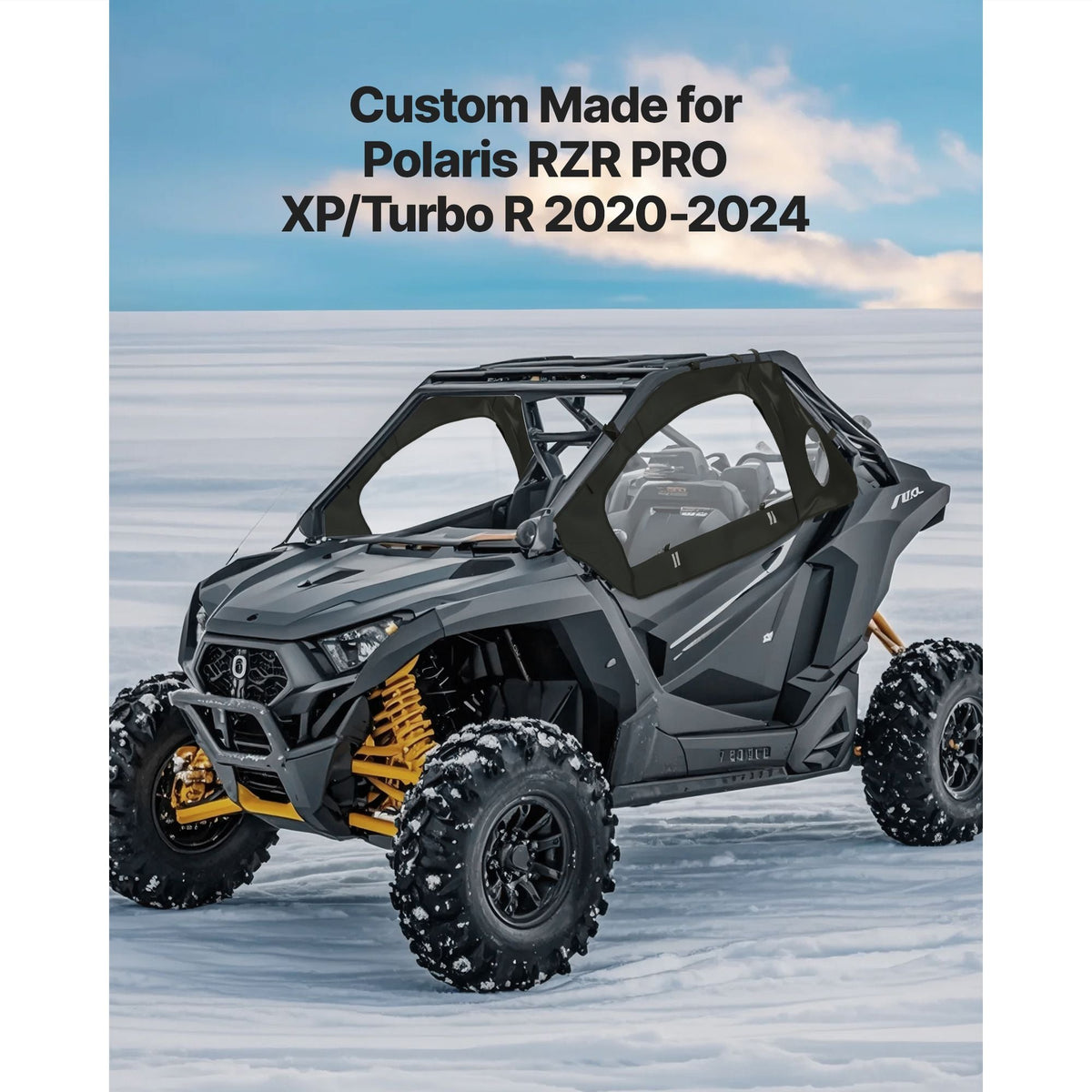 Cab Enclosure Upper Doors, Compatible with Polaris RZR PRO XP/Turbo R 2020-2024, Soft Upper Doors, Windproof Upgraded Zipper UTV Soft Side Window Kit, Work with Side Mirrors and Windshields