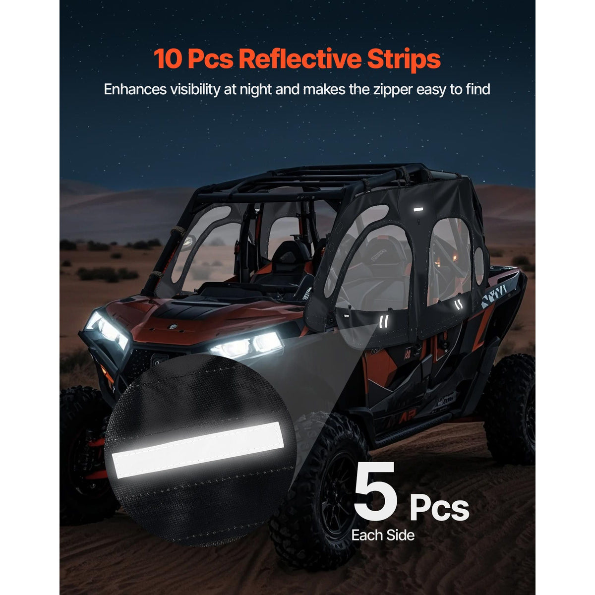 Cab Enclosure Upper Doors, Compatible with Polaris RZR XP4 1000/Turbo 2014-2023, Soft Upper Doors, Windproof Upgraded Zipper UTV Soft Side Window Kit, Work with Side Mirrors and Windshields