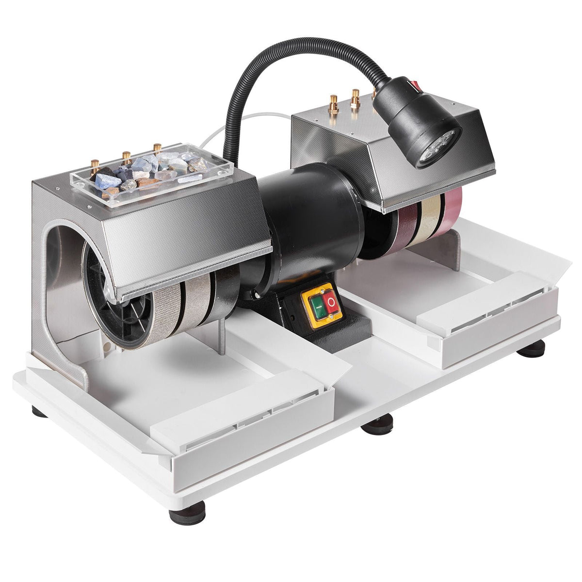 Cabbing Machine, 6" 1/4HP 1800rpm Efficient, Lapidary Rock Grinder Polisher With Lamp & Water Pump, Gem Faceting Machine, Rock Grinding Machine for Gem Jade Stone, Create Cabochons for Necklaces