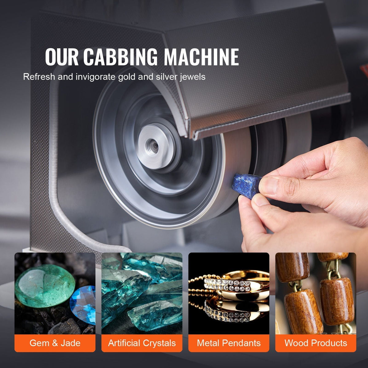 Cabbing Machine, 6" 1/4HP 1800rpm Efficient, Lapidary Rock Grinder Polisher With Lamp & Water Pump, Gem Faceting Machine, Rock Grinding Machine for Gem Jade Stone, Create Cabochons for Necklaces