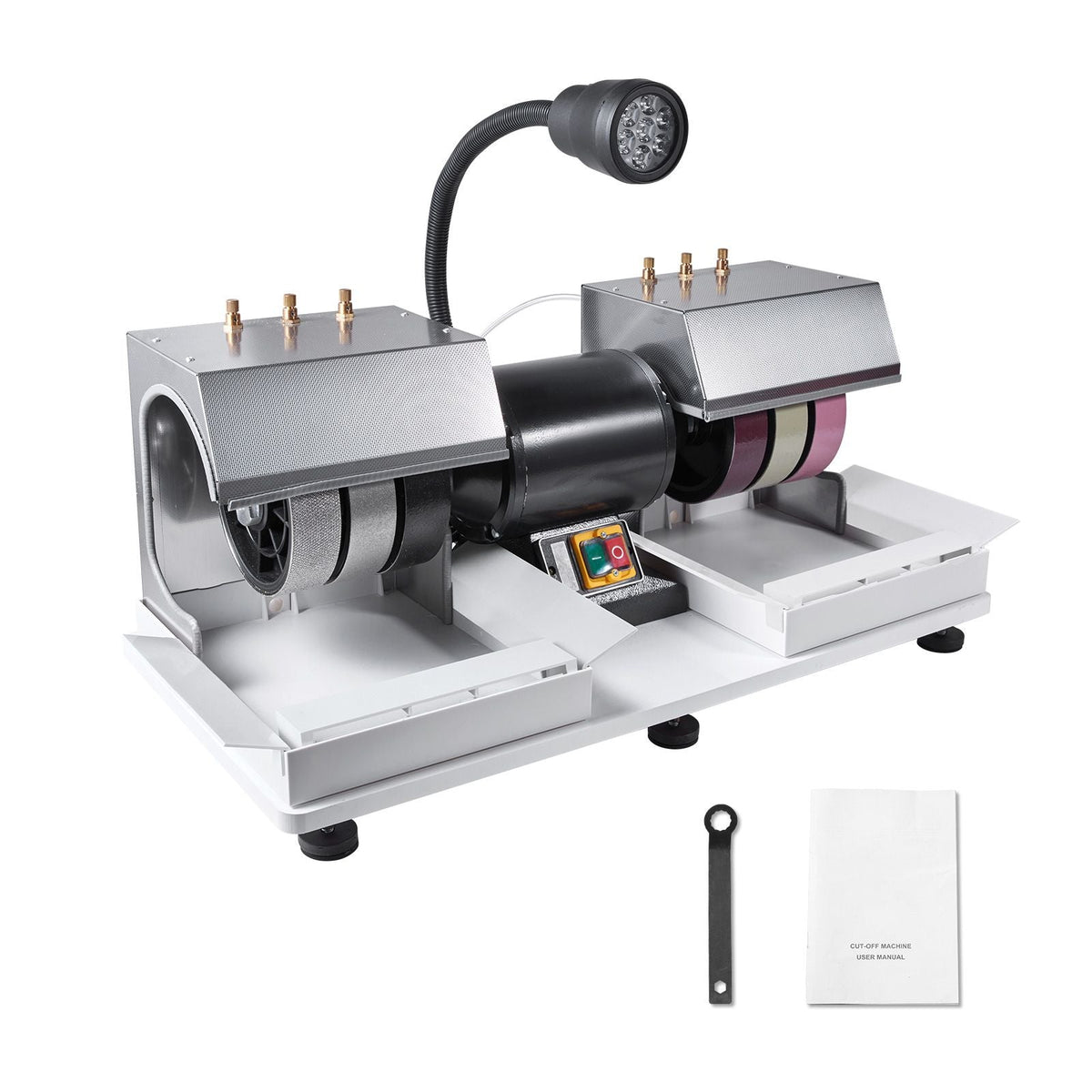 Cabbing Machine, 6" 1/4HP 1800rpm Efficient, Lapidary Rock Grinder Polisher With Lamp & Water Pump, Gem Faceting Machine, Rock Grinding Machine for Gem Jade Stone, Create Cabochons for Necklaces