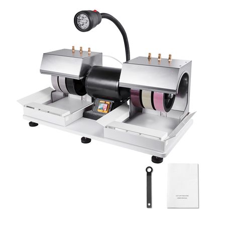 Cabbing Machine, 6" 1/4HP 1800rpm Efficient, Lapidary Rock Grinder Polisher With Lamp & Water Pump, Gem Faceting Machine, Rock Grinding Machine for Gem Jade Stone, Create Cabochons for Necklaces